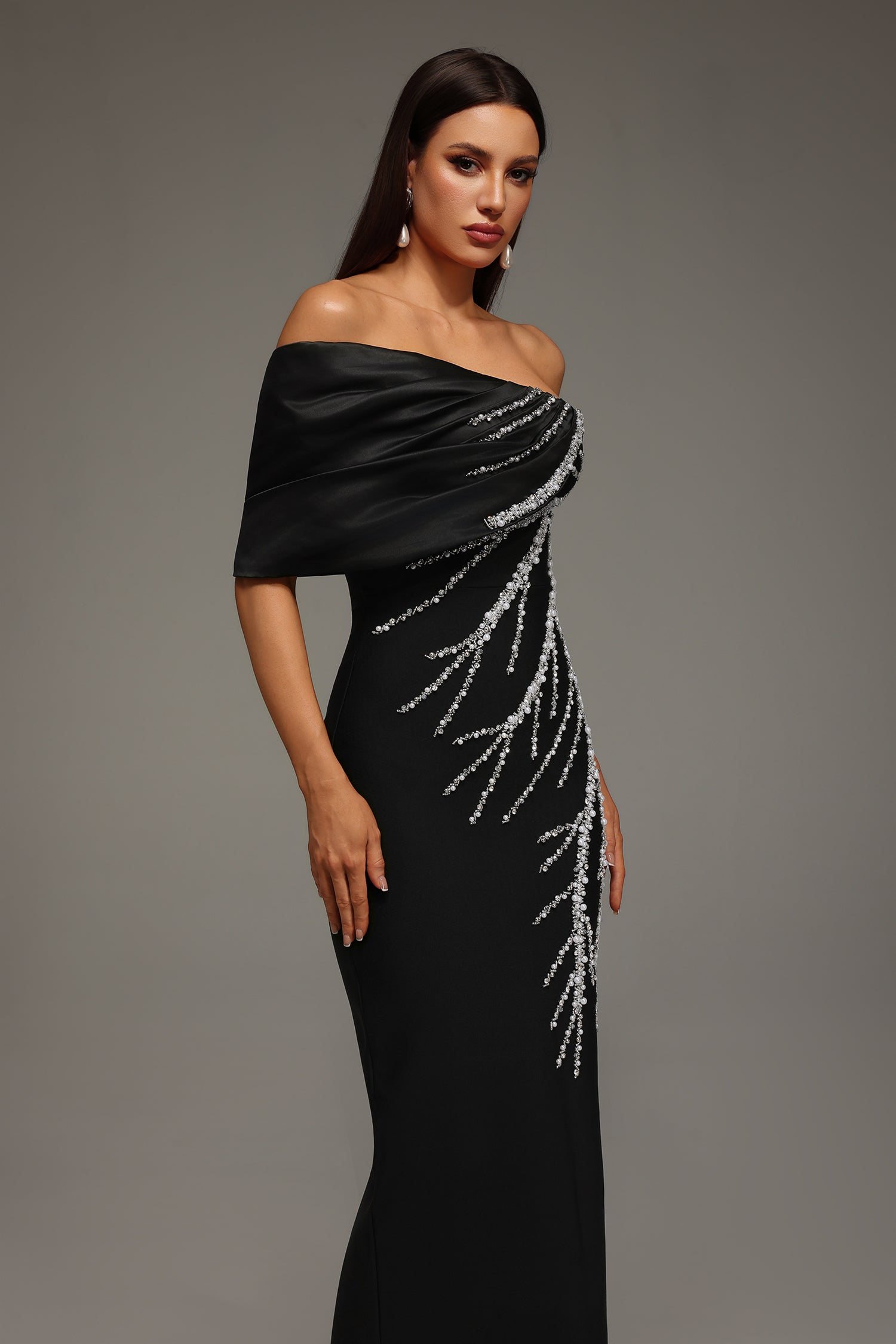 Zaha One Shoulder Sleeveless Diamond Bandage Maxi Dress