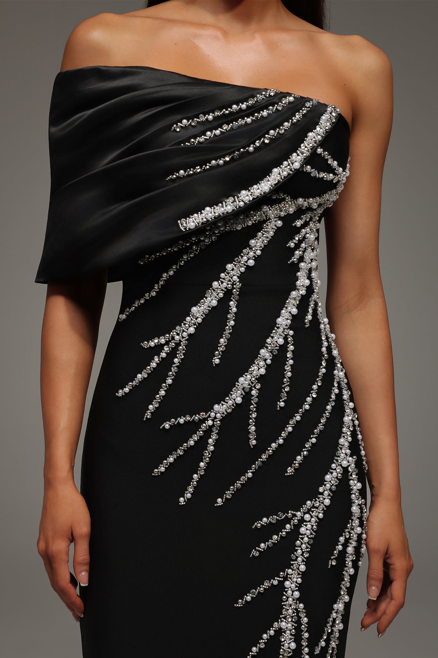 Zaha One Shoulder Sleeveless Diamond Bandage Maxi Dress