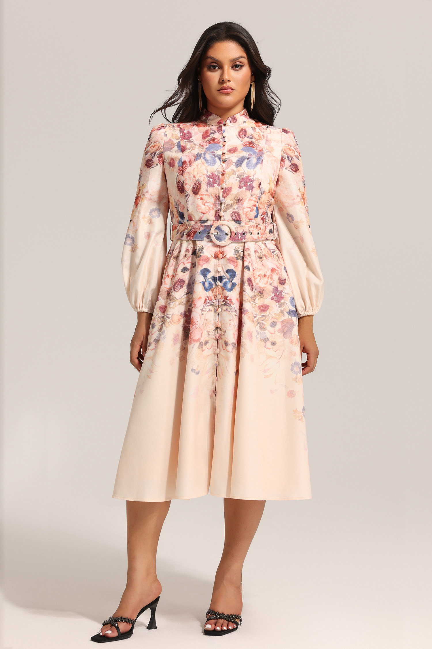 Heisel Button-Front Printed Midi Dress