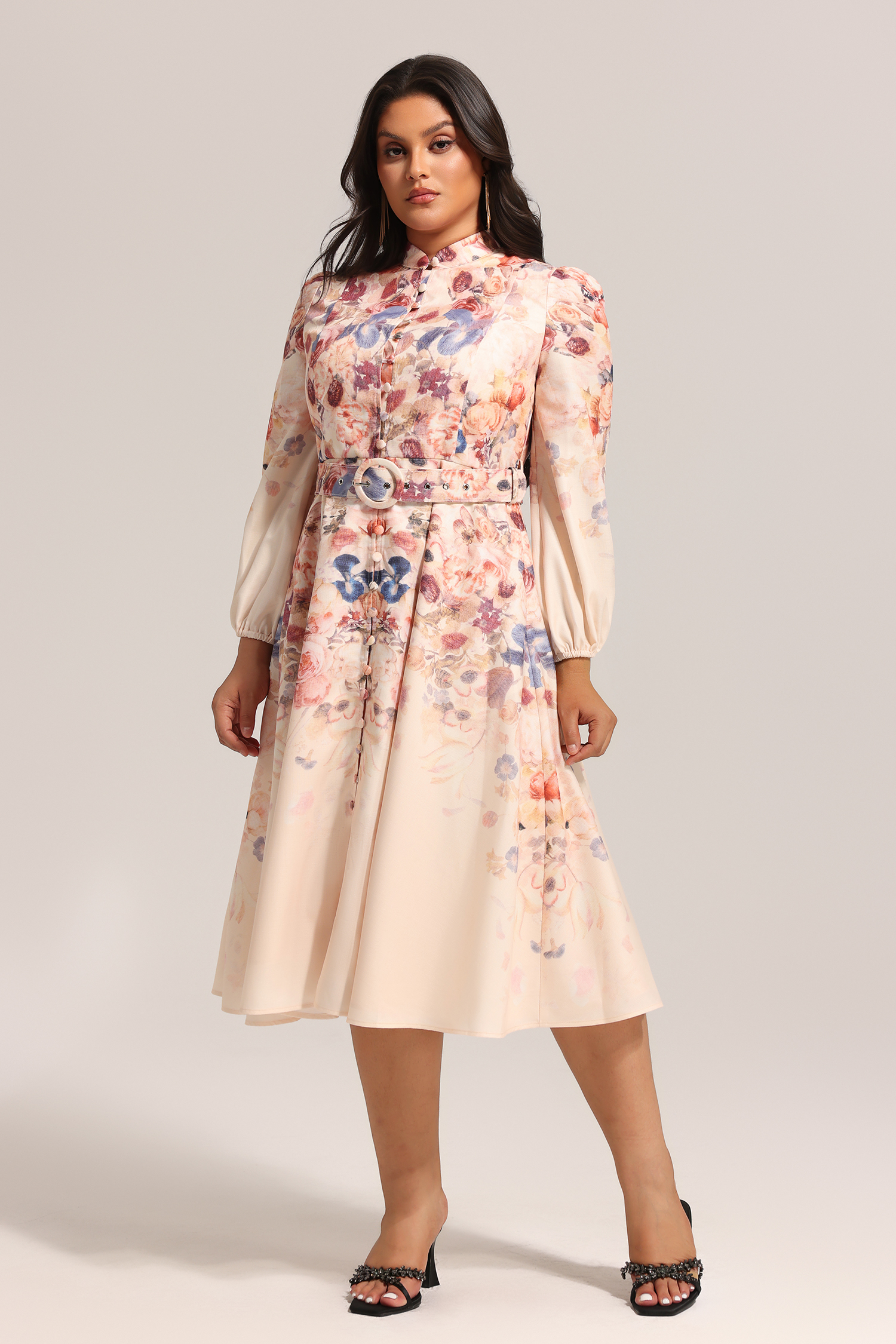 Heisel Button-Front Printed Midi Dress