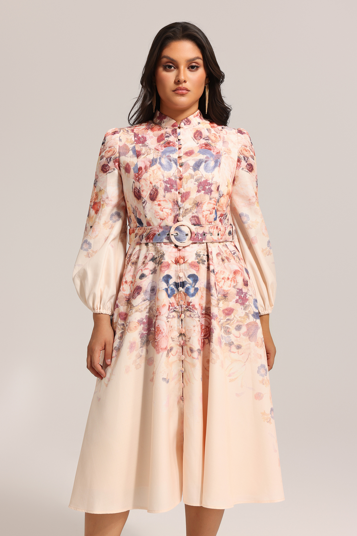 Heisel Button-Front Printed Midi Dress