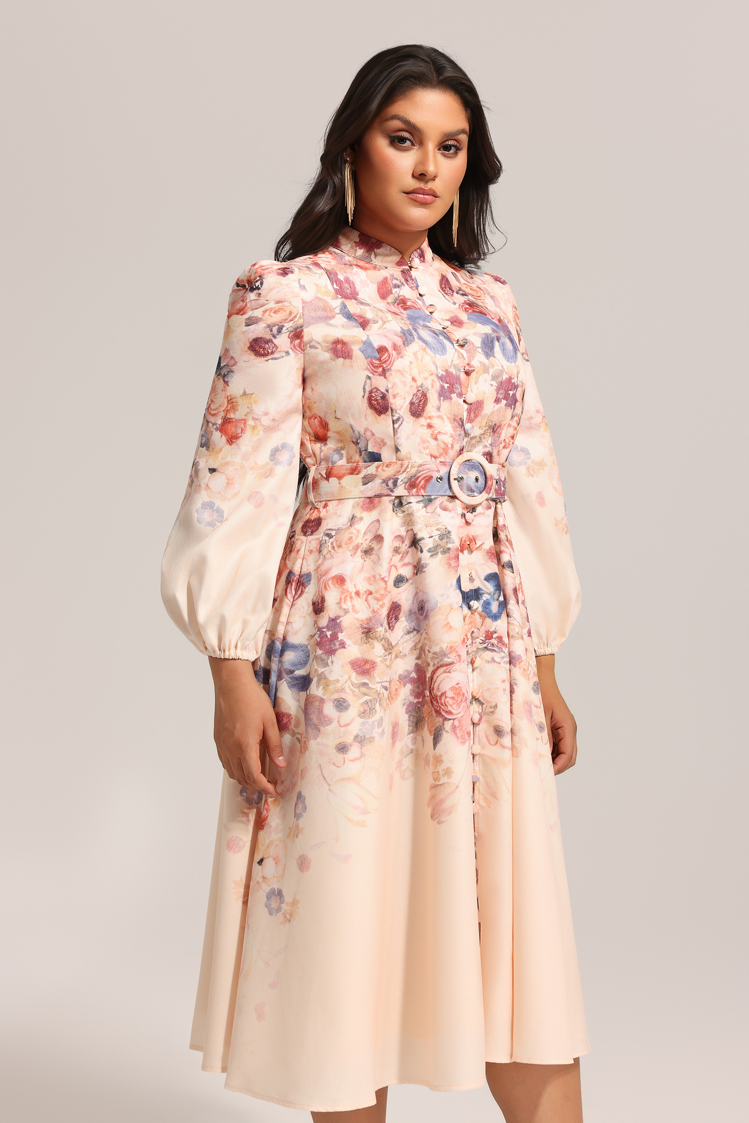 Heisel Button-Front Printed Midi Dress