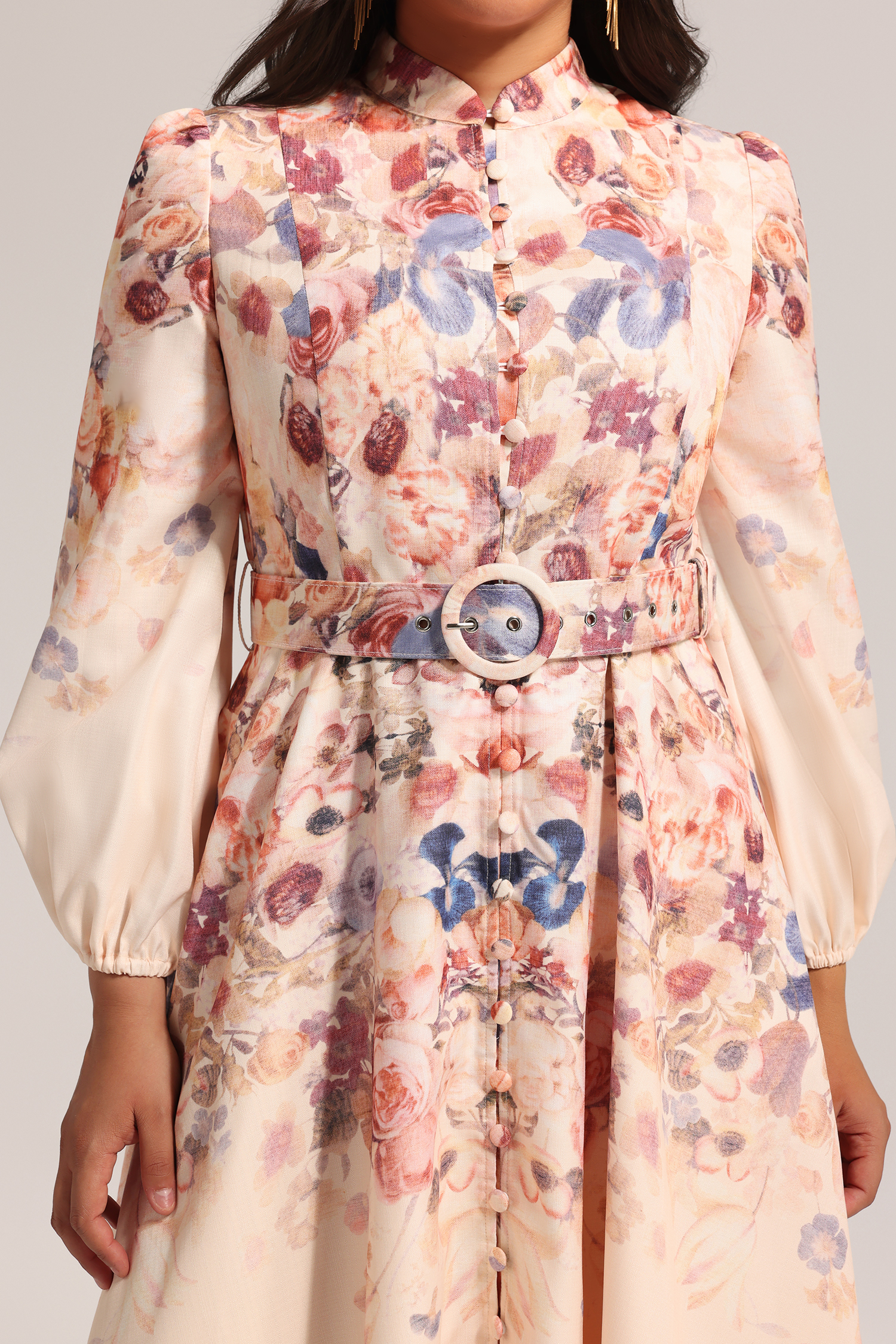 Heisel Button-Front Printed Midi Dress