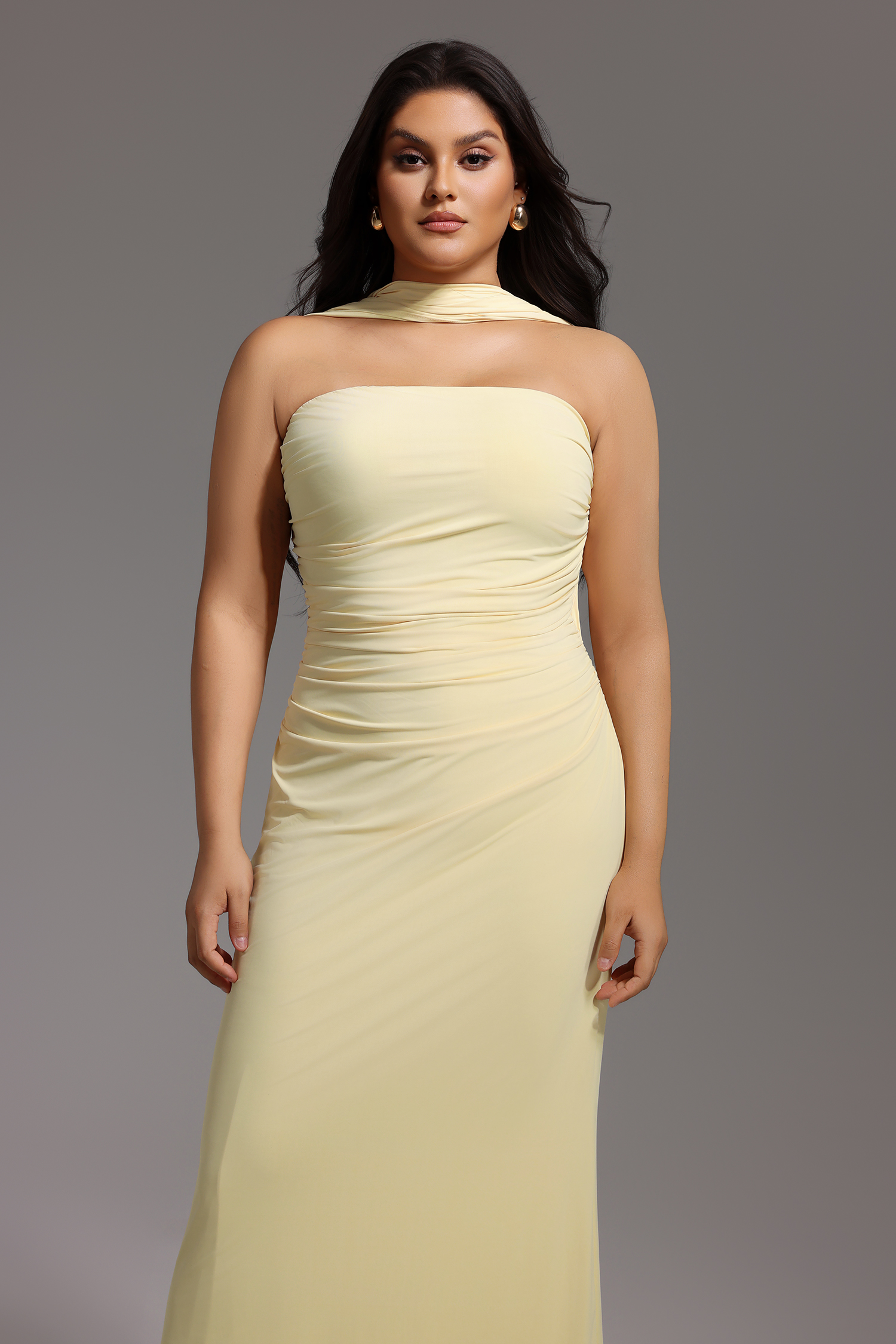 Kaxani Strapless Slim Flowers Backless Maxi Dress