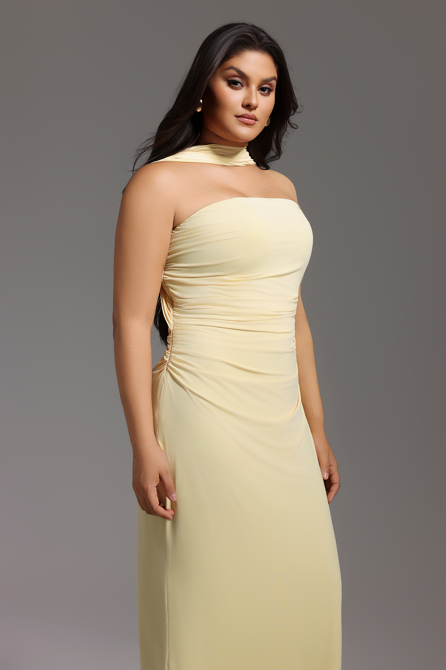 Kaxani Strapless Slim Flowers Backless Maxi Dress