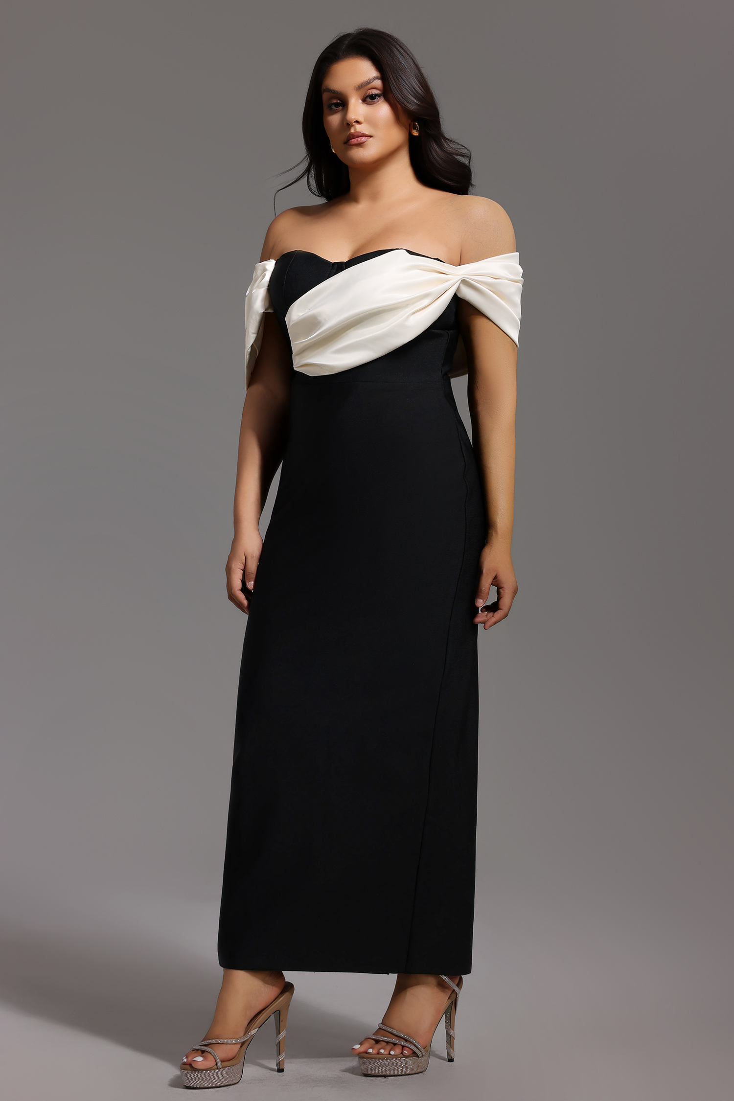 Lala Off-The-Shoulder Fold Bandage Maxi Dress
