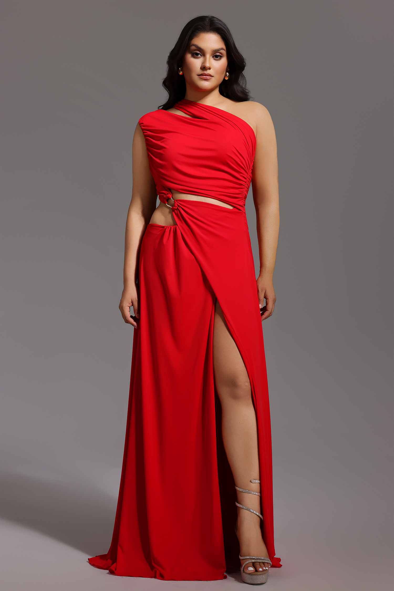 Xlyia High Slit Hollowed-out Maxi Dress