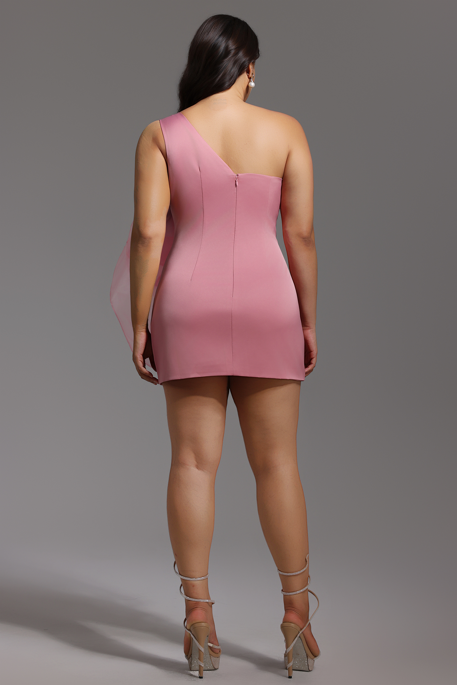 Nydia Mesh Flower Mini Tube Dress-Pink