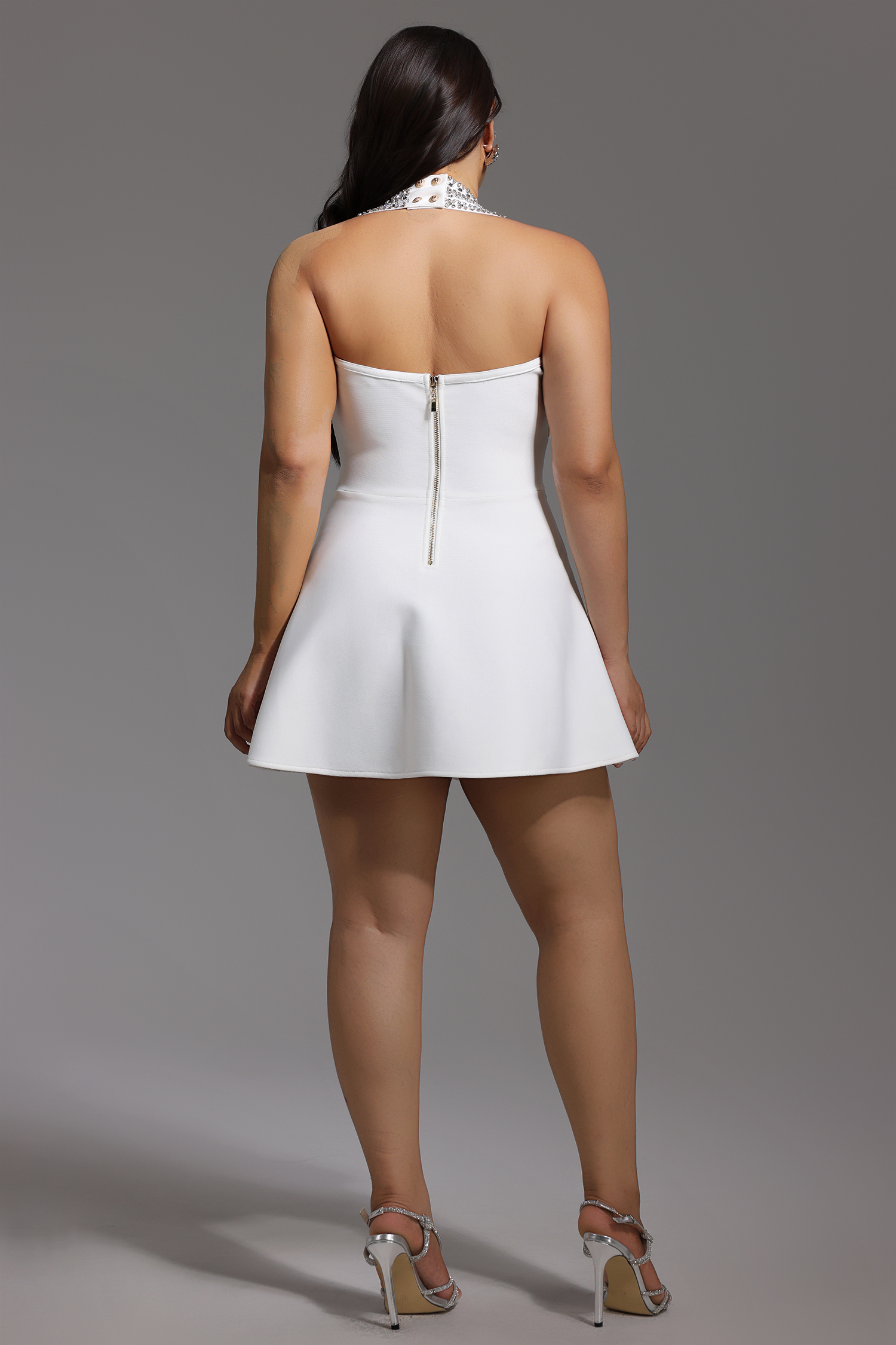 Yuyo Halter Sleeveless Diamond Mini Dress