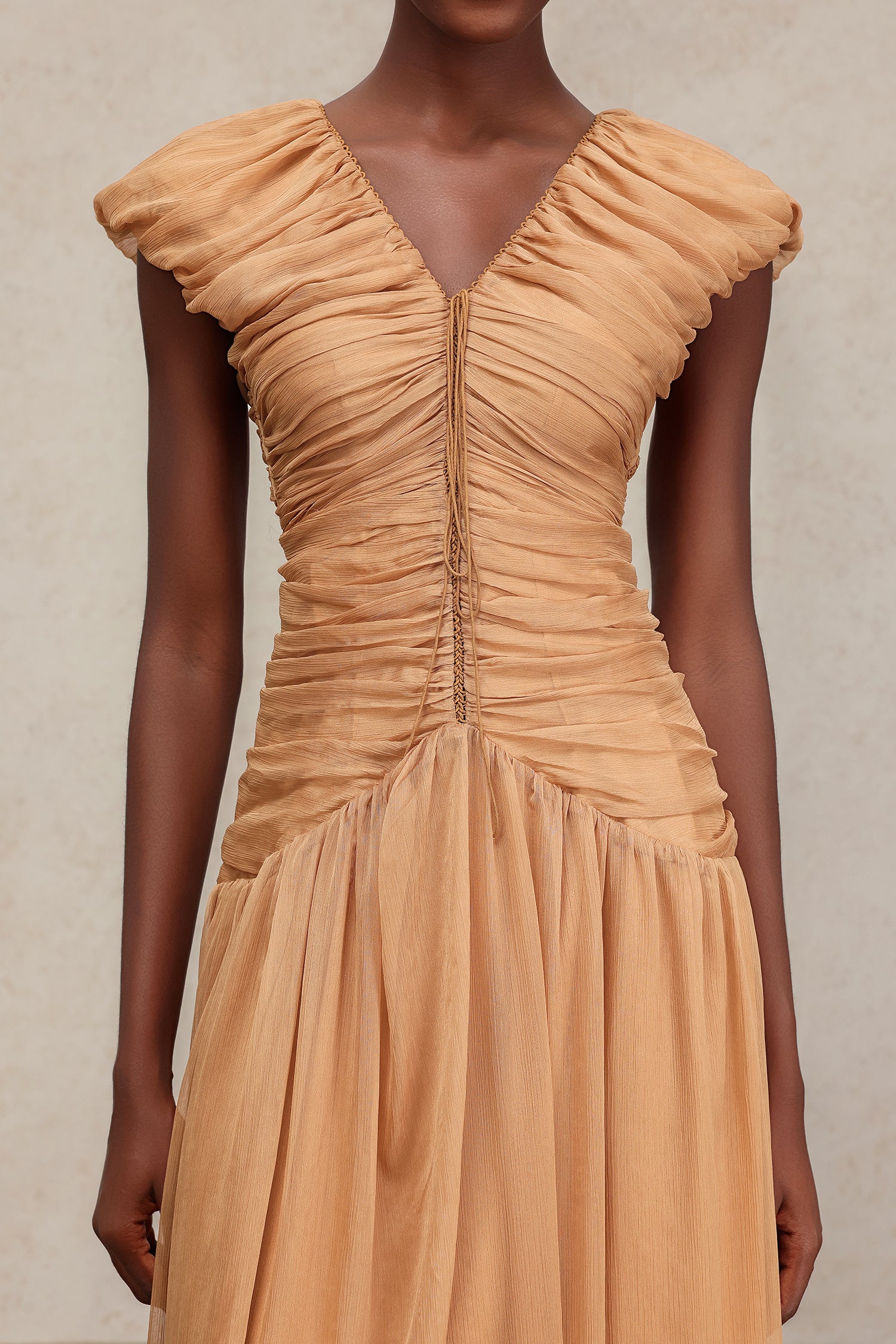 Thea V-Neck Sleeveless Folds Maxi Dress