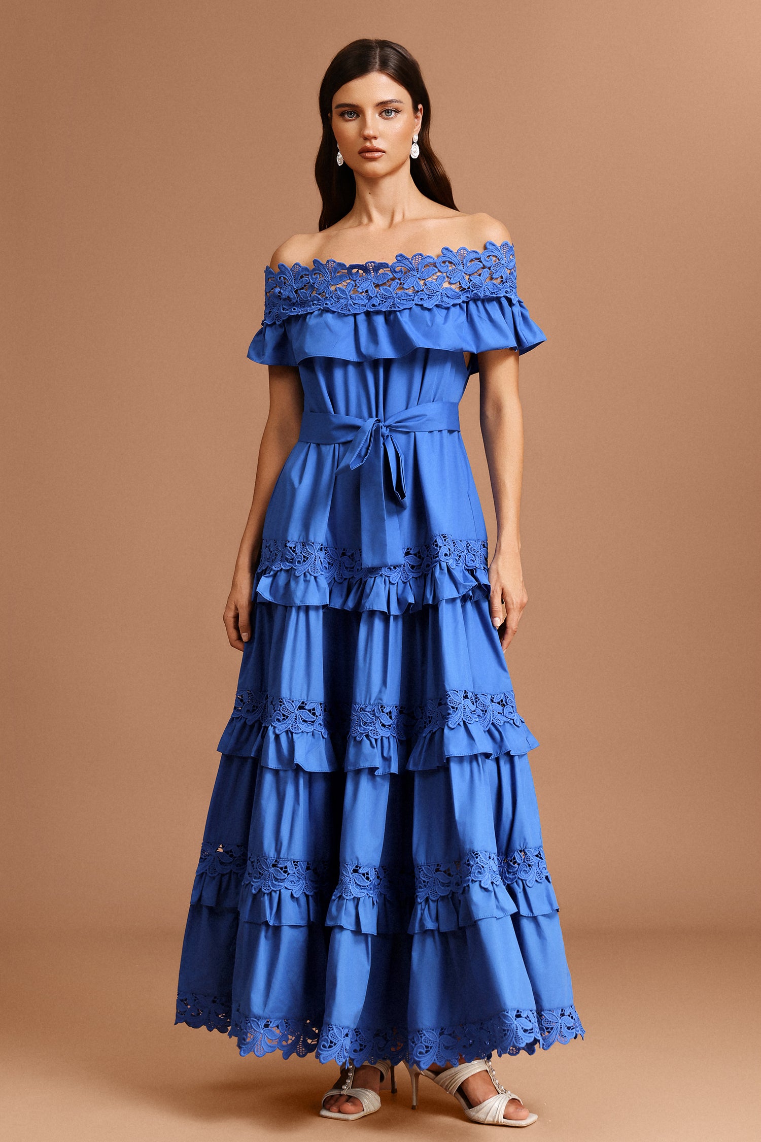 Telka Off-The-Shoulder Lace Bowknot Maxi Dress