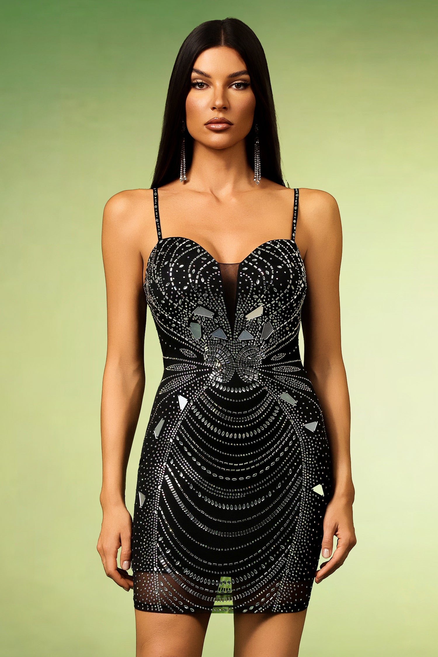 Keve Sleeveless V-Neck Diamond Bandage Mini Dress