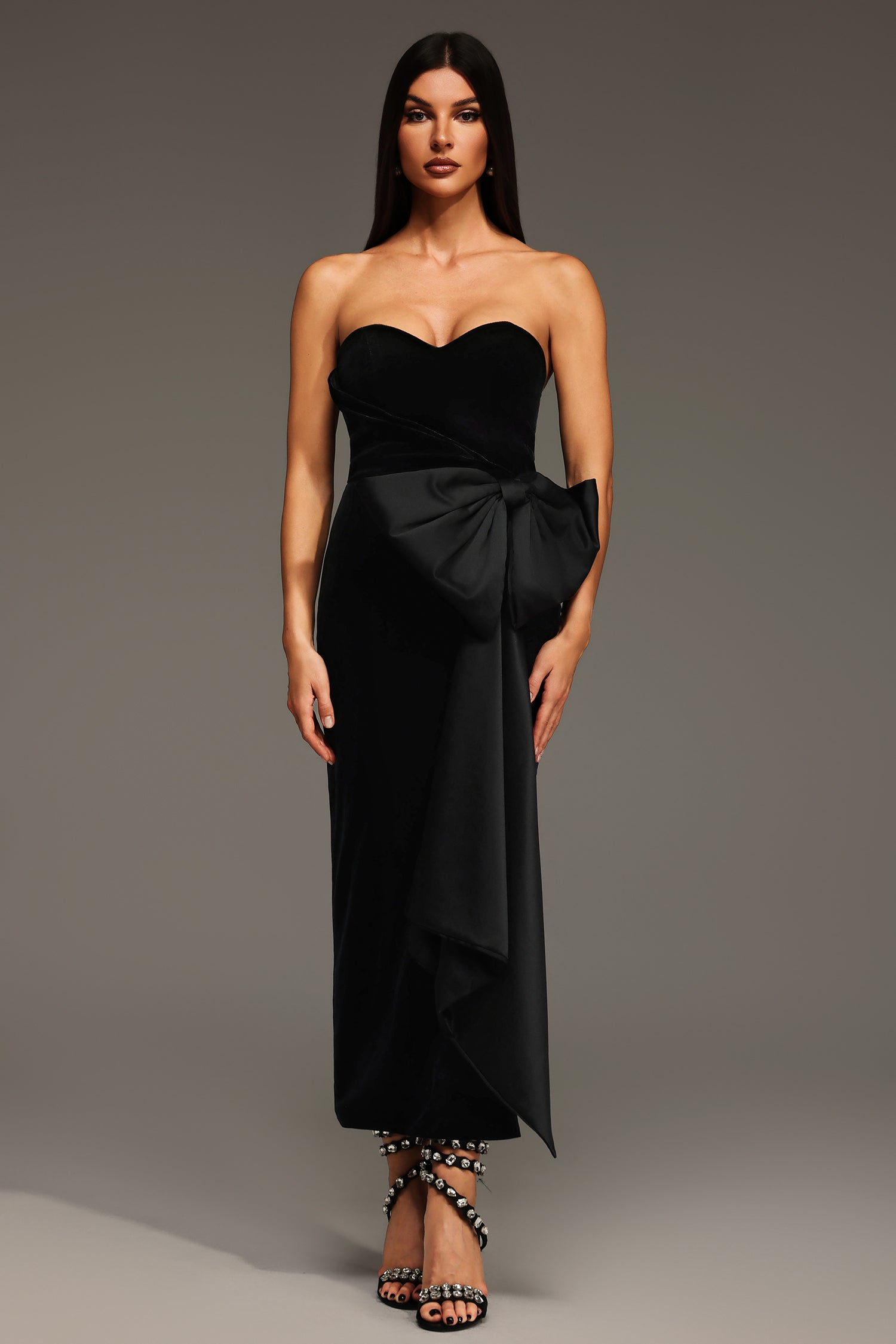 Wezal Sleeveless Slit Bow Maxi Dress