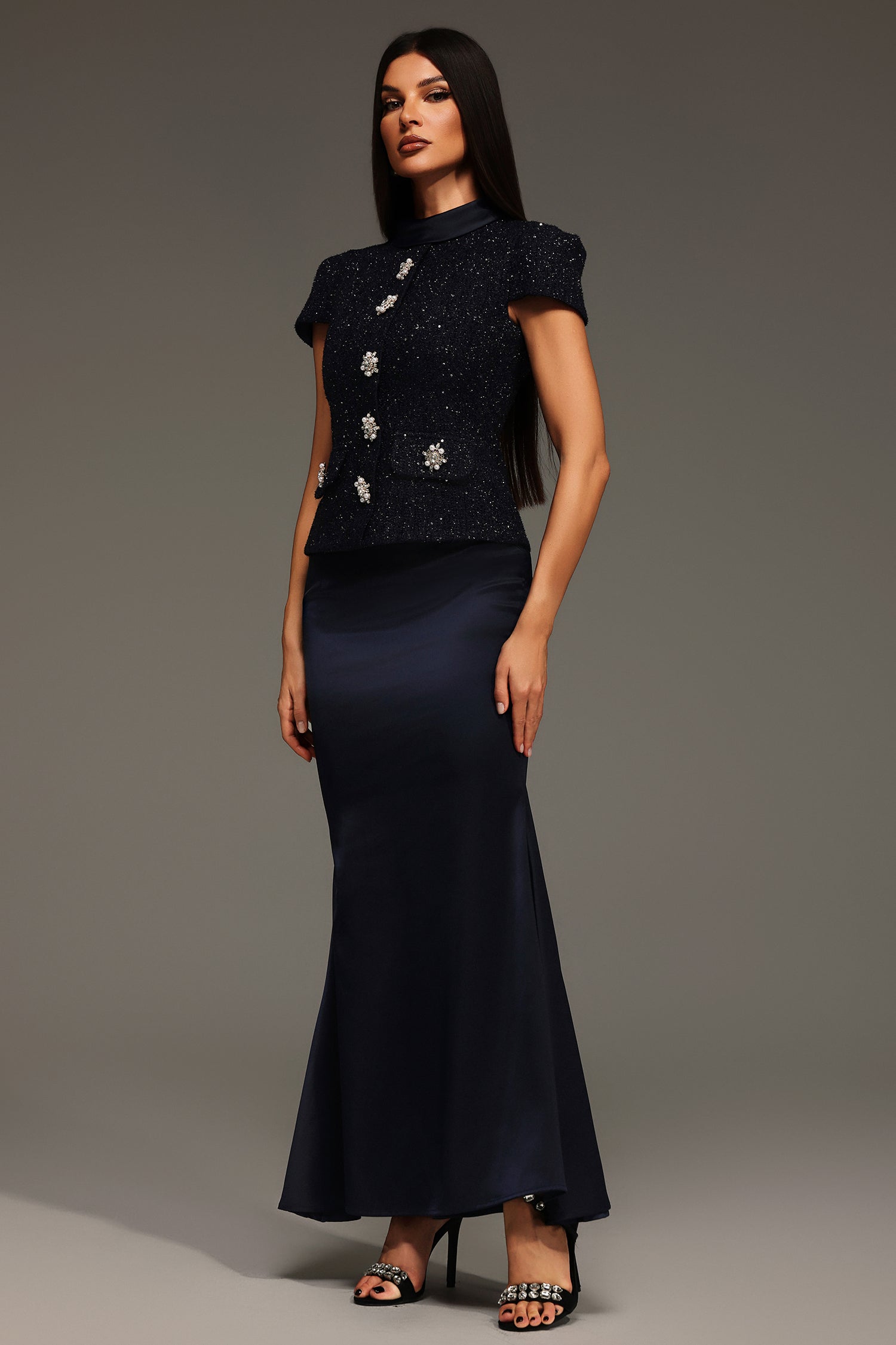 Isabeau Short Sleeve Round Neck Maxi Two-Piece Set