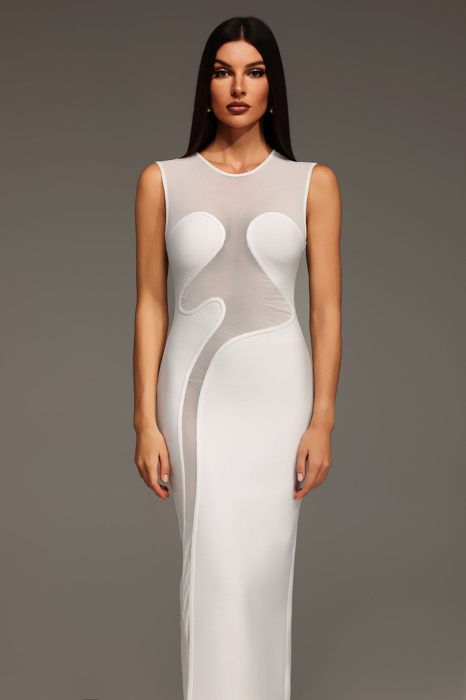 Quinn Sleeveless Concatenate Tulle Bandage Maxi Dress