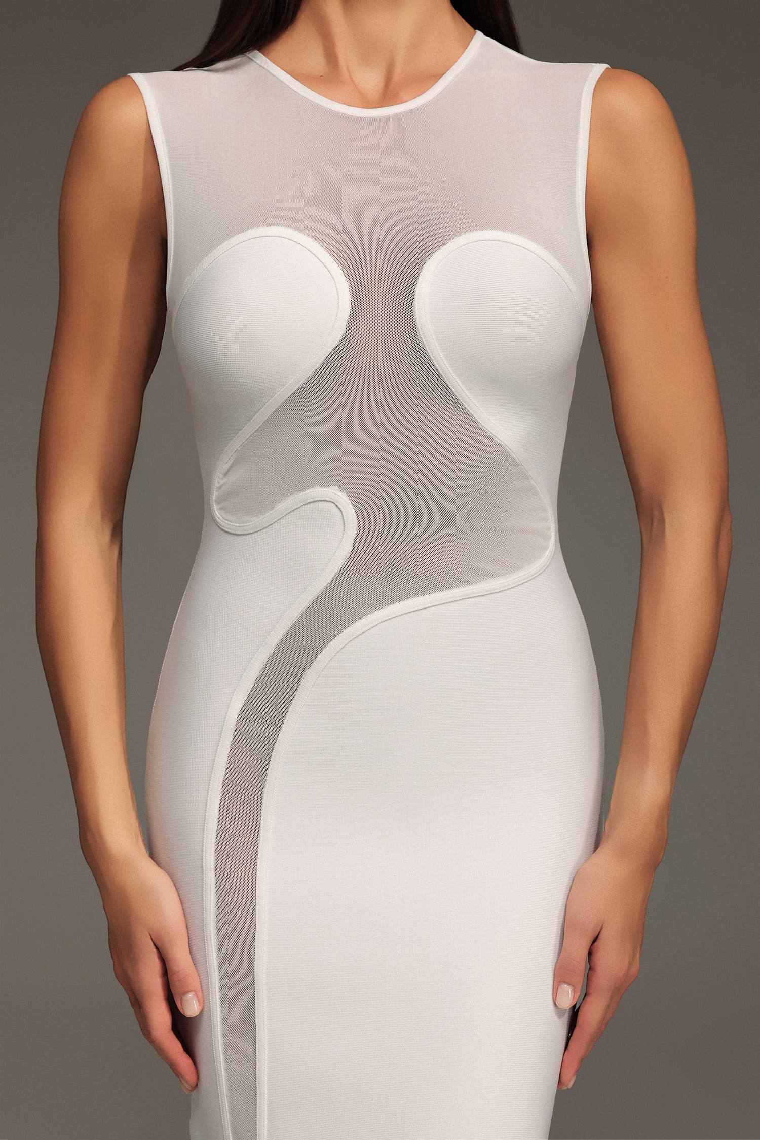 Quinn Sleeveless Concatenate Tulle Bandage Maxi Dress