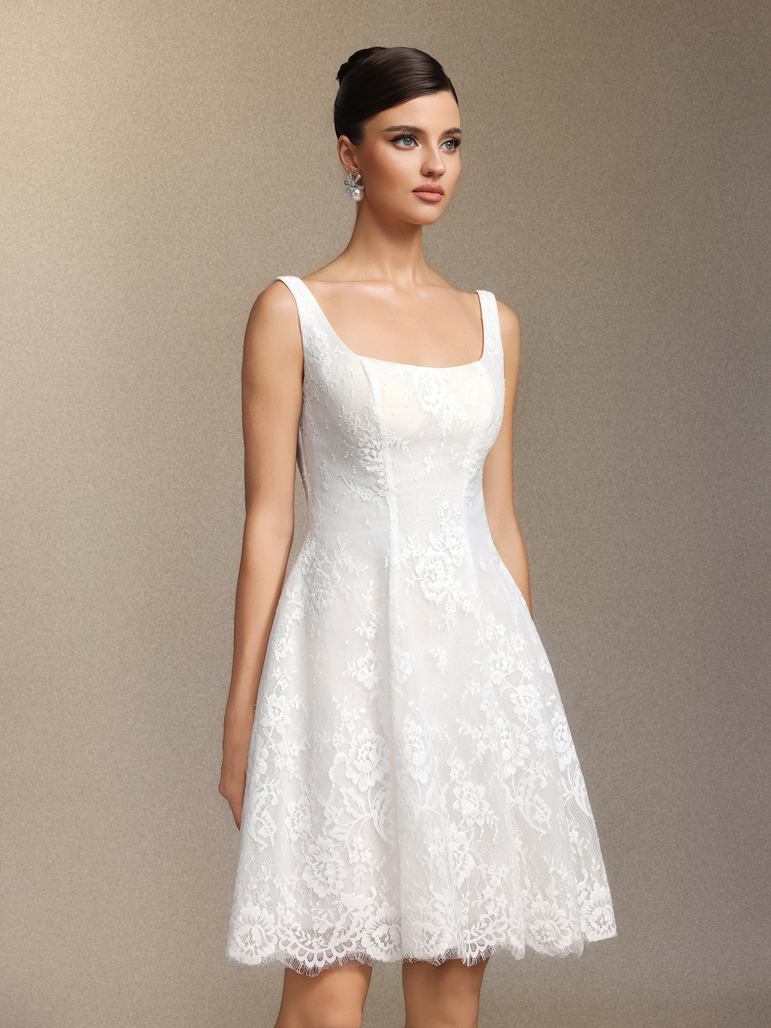 Tutuni Lace square-neck halter mini dress