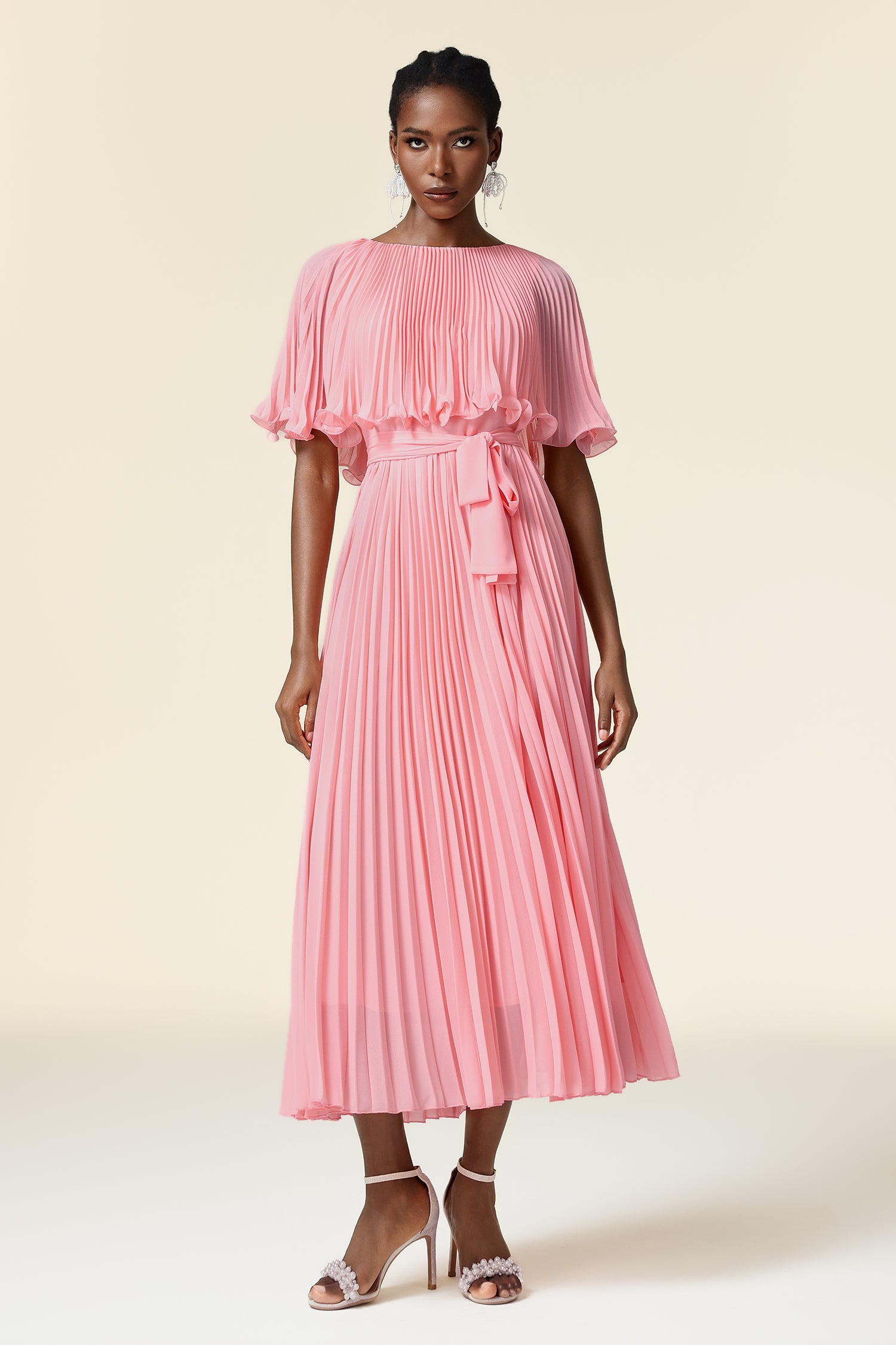 Doreen Round Neck Folds Maxi Dress