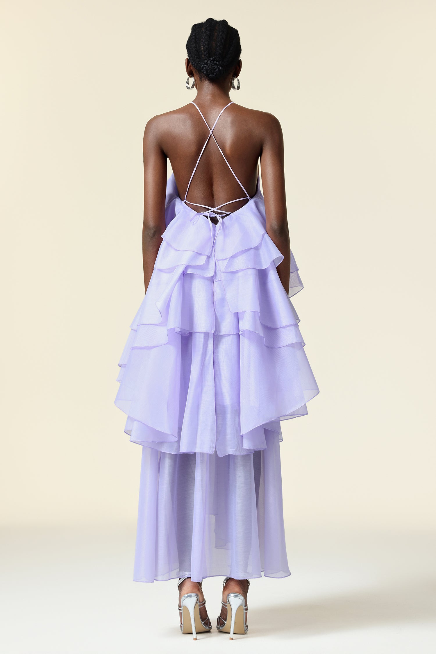 Savier Sleeveless Flower Folds Maxi Dress