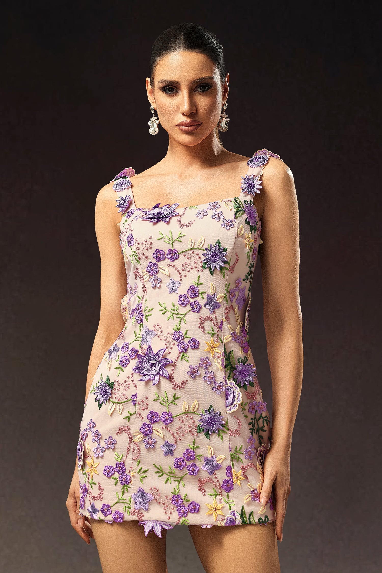 Tanya Sleeveless Flower Mini Dress