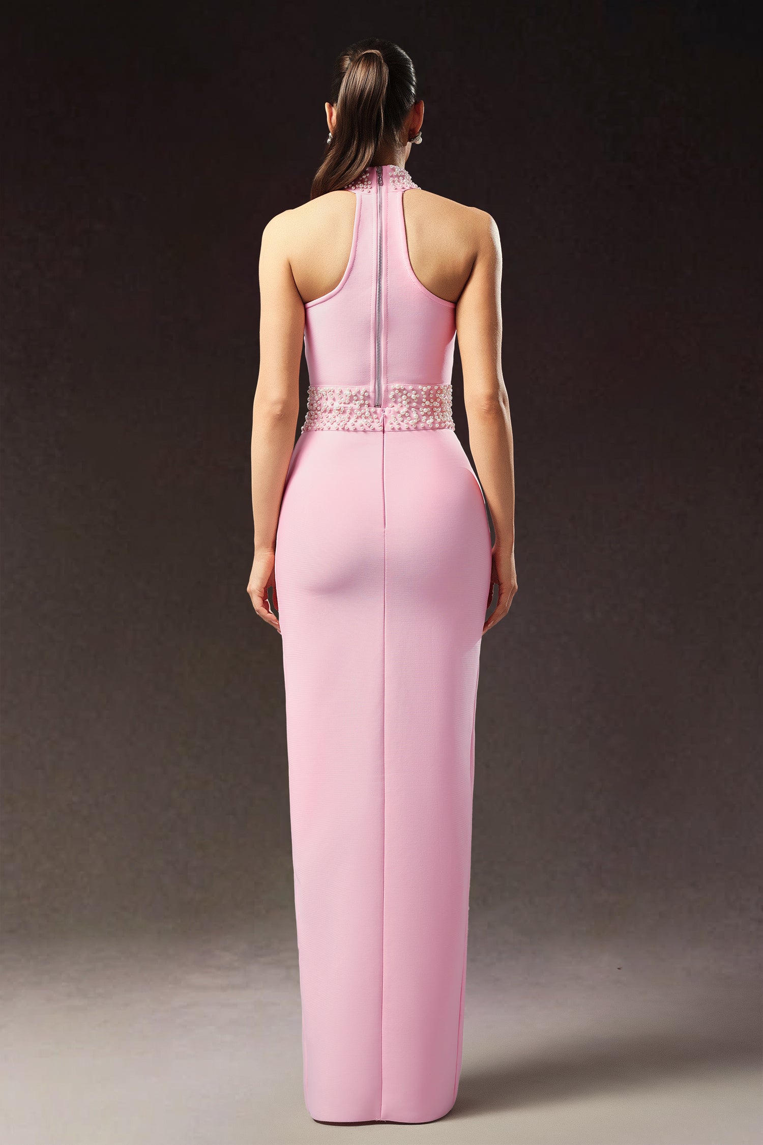 Fenby Halter Sleeveless Slit Bandage Maxi Dress