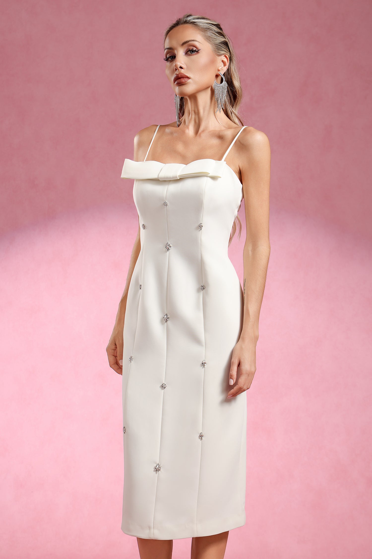 Rilia Sleeveless Bow Diamond Maxi Dress