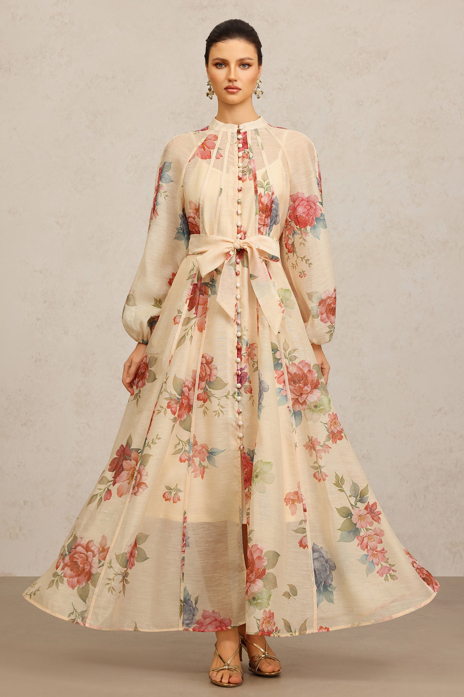 Neal Long Sleeves Floral Printed Maxi Dress