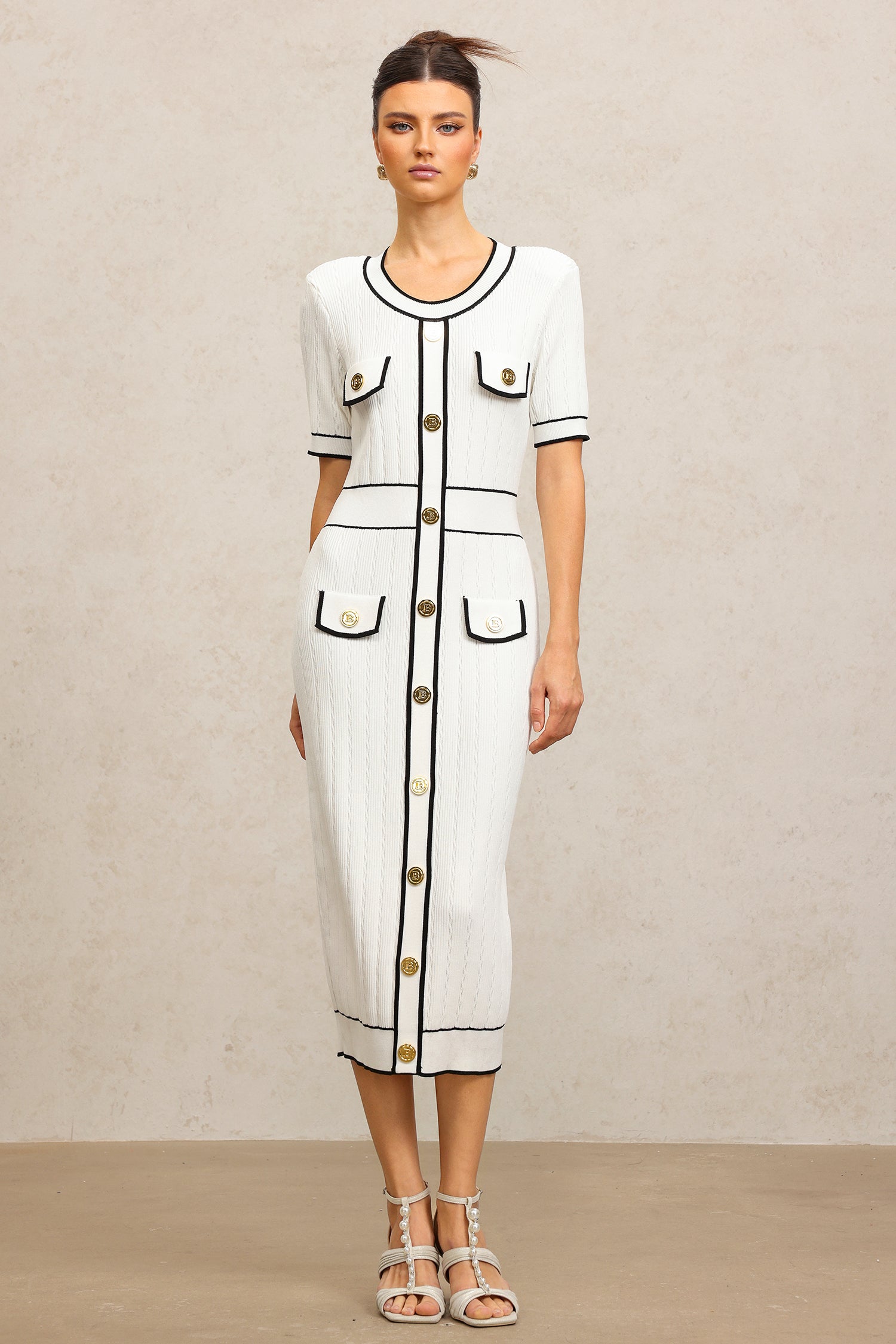 Sadala Round Neck Short Sleeves Midi Dress