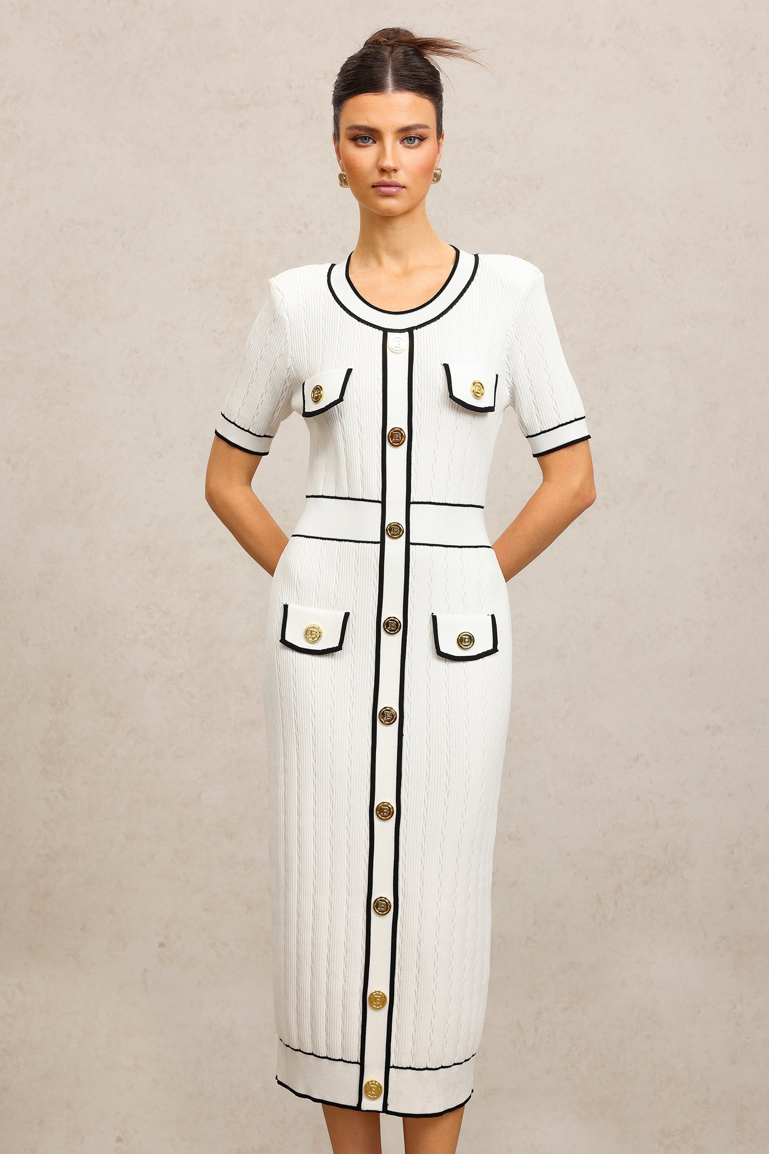 Sadala Round Neck Short Sleeves Midi Dress