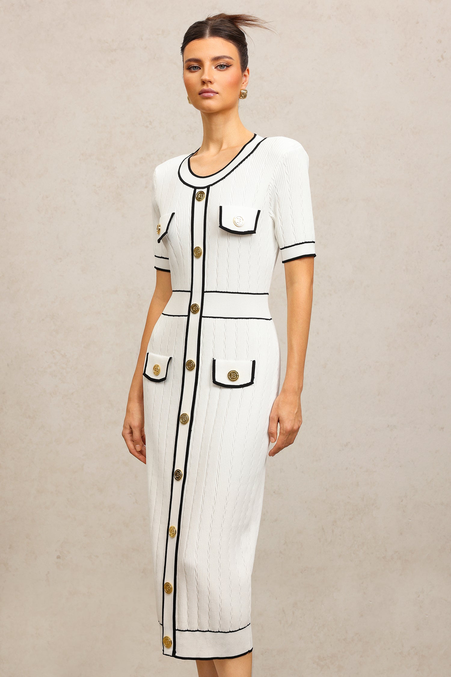 Sadala Round Neck Short Sleeves Midi Dress