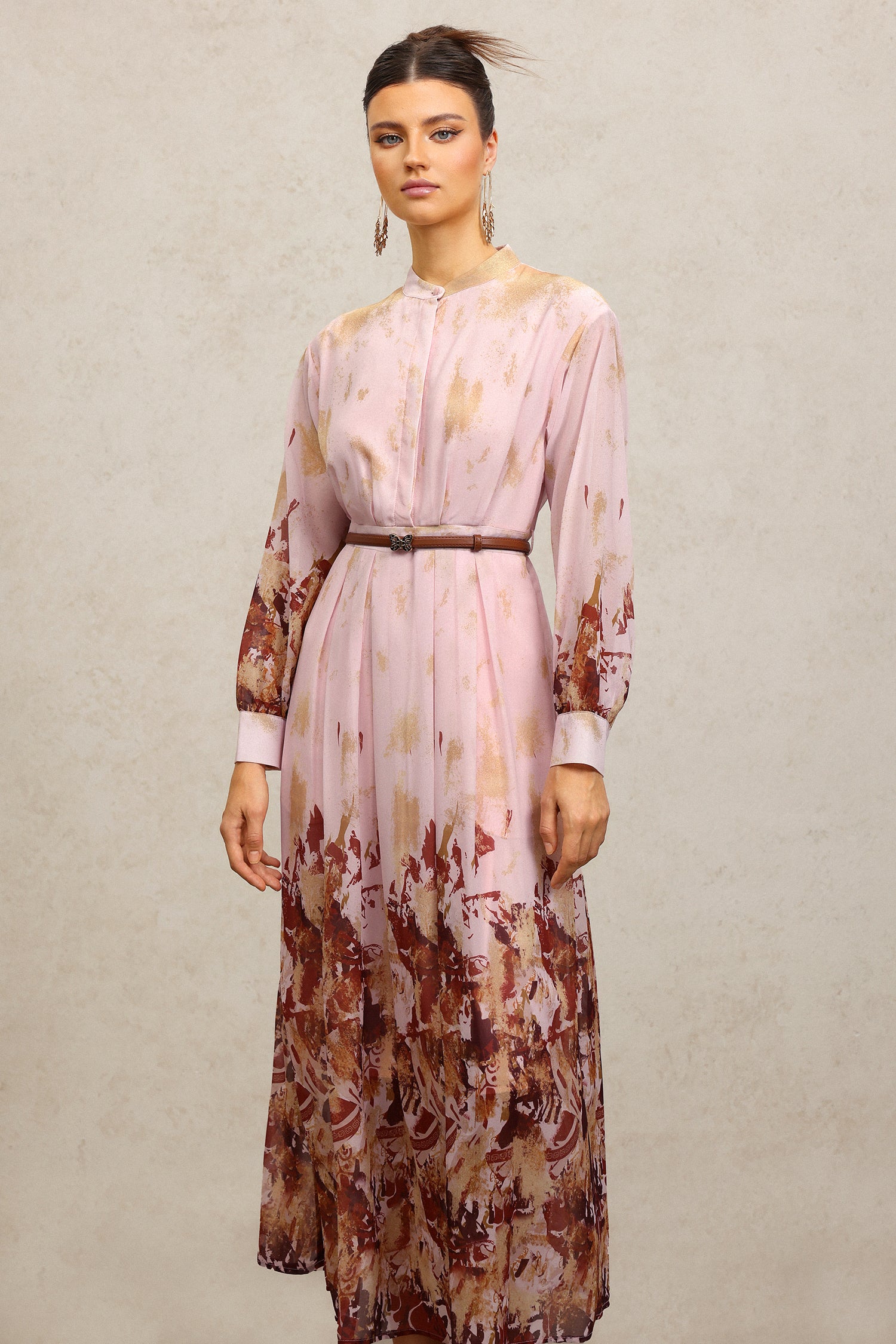Temaie Long Sleeves Floral Printed Maxi Dress