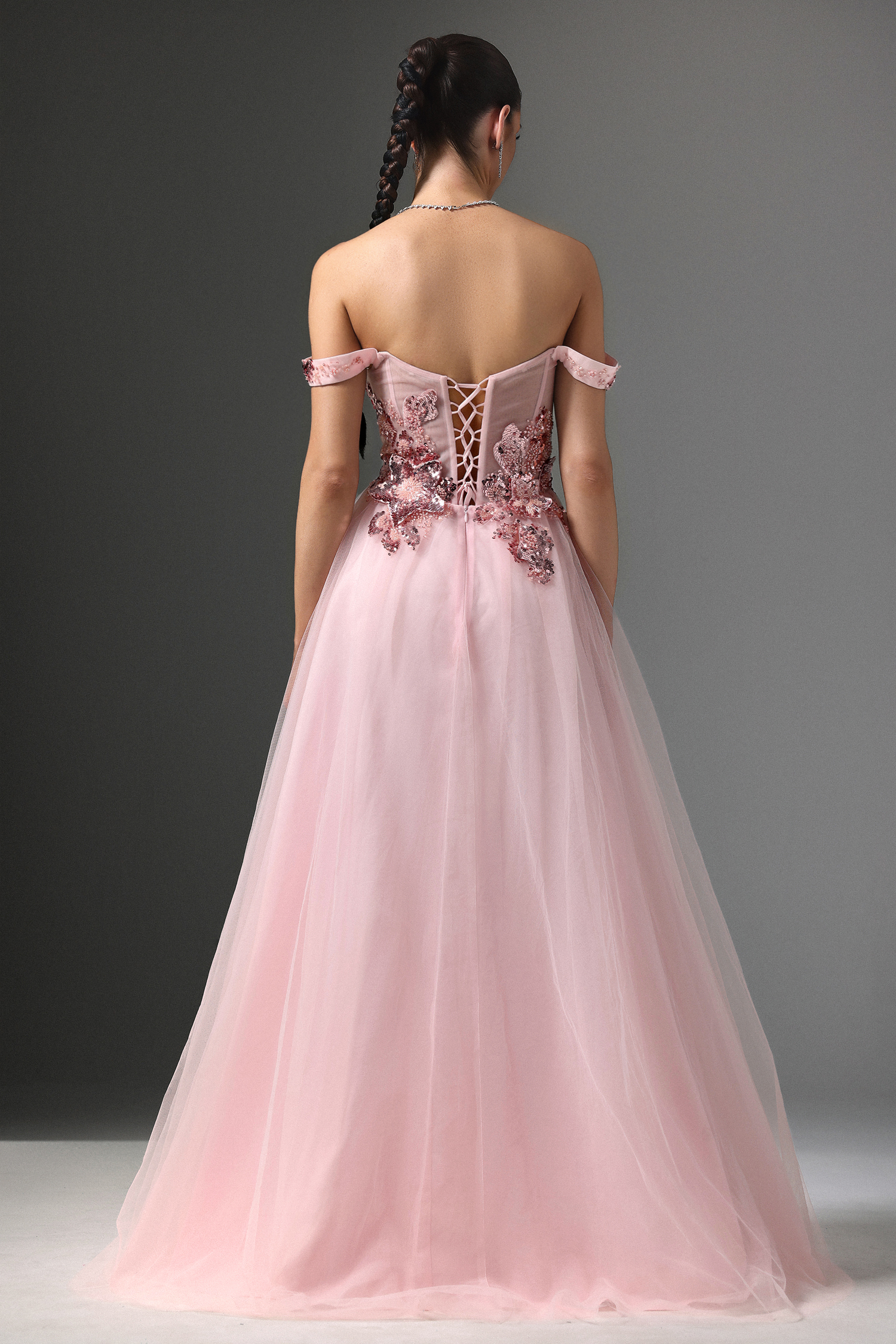 Lolo Off-shoulder Sequin Embroidered High Slit Maxi Dress