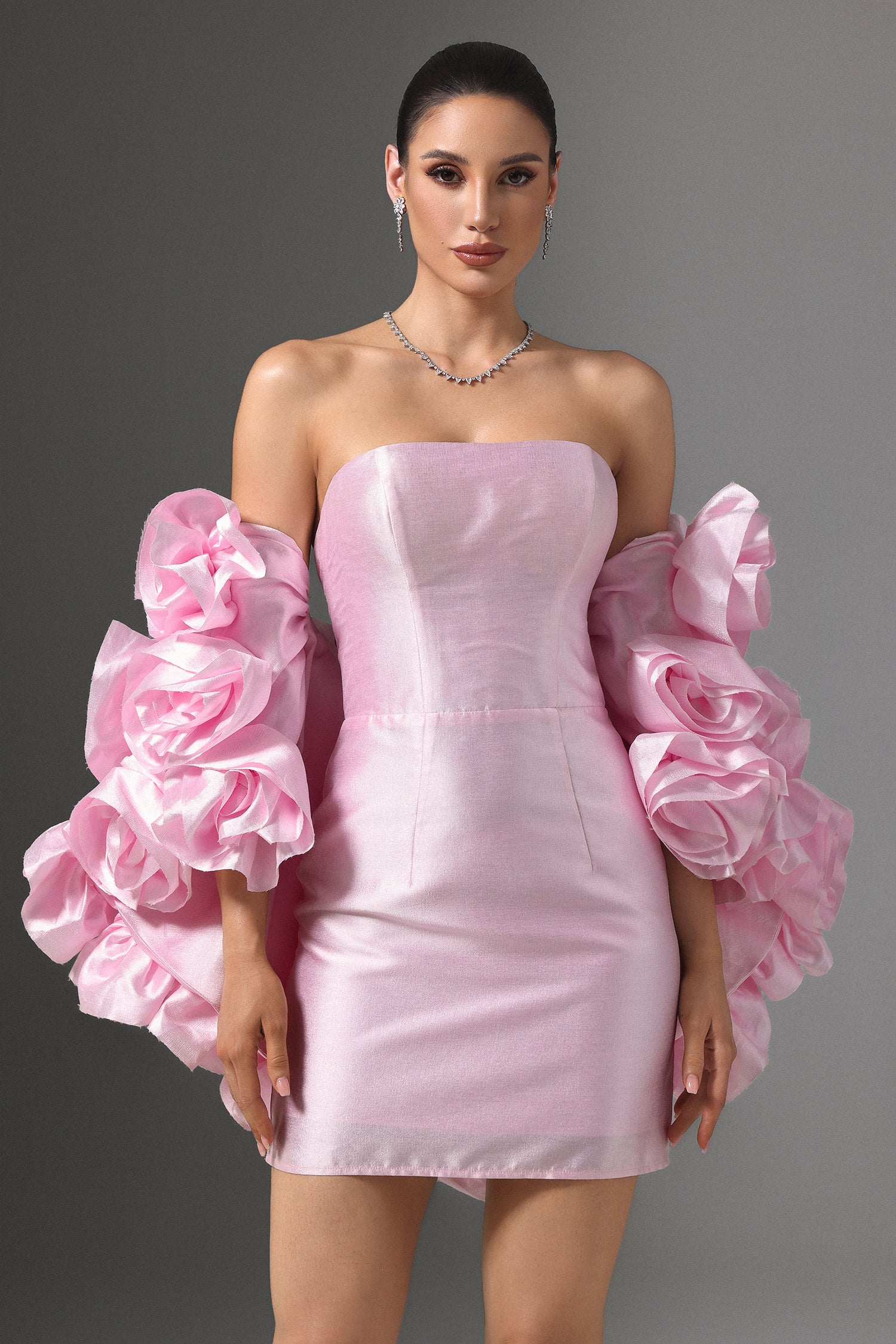 Vivi Strapless Floral Cape and Mini Dress Two-Piece Set