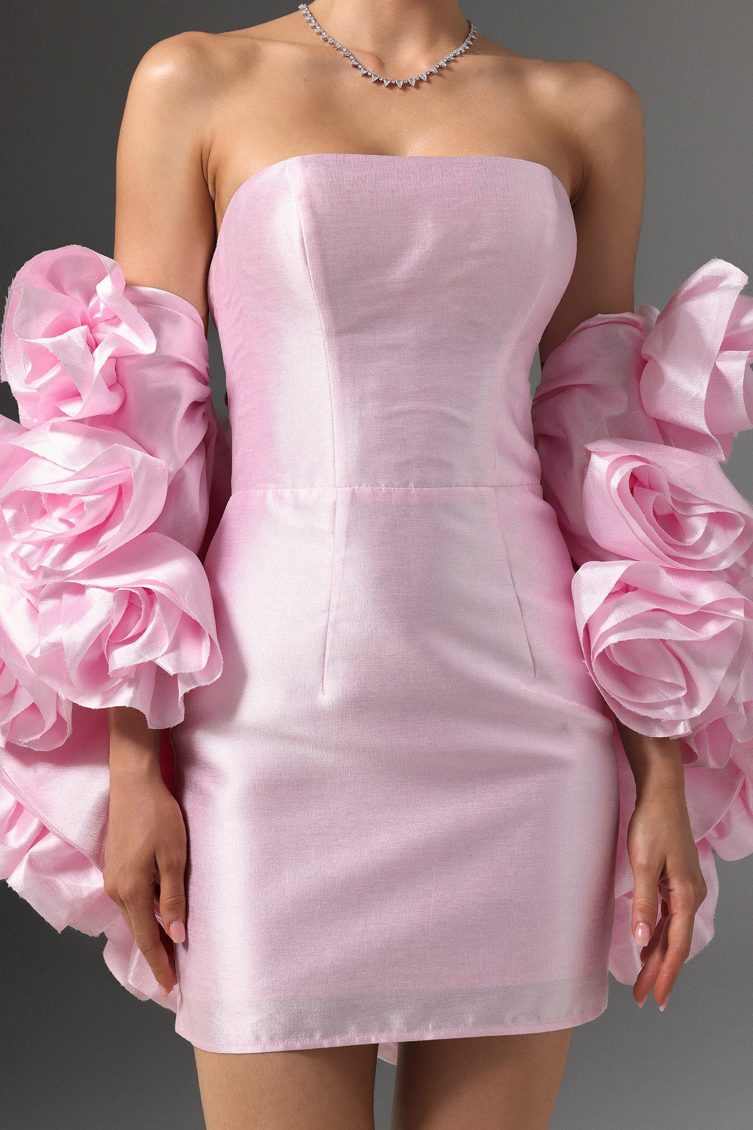 Vivi Strapless Floral Cape and Mini Dress Two-Piece Set