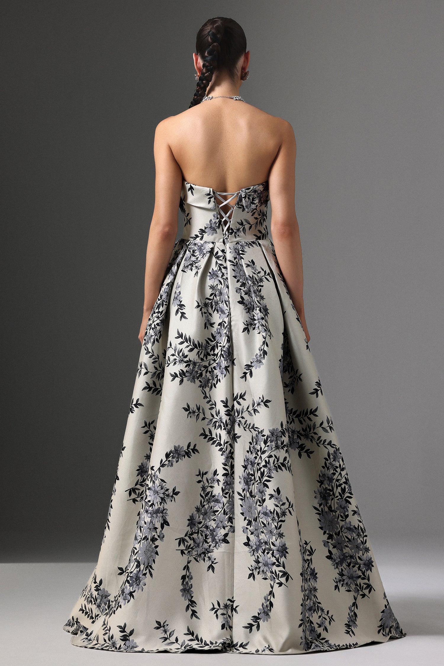 Zeno Strapless Floral Embroidery Maxi Dress