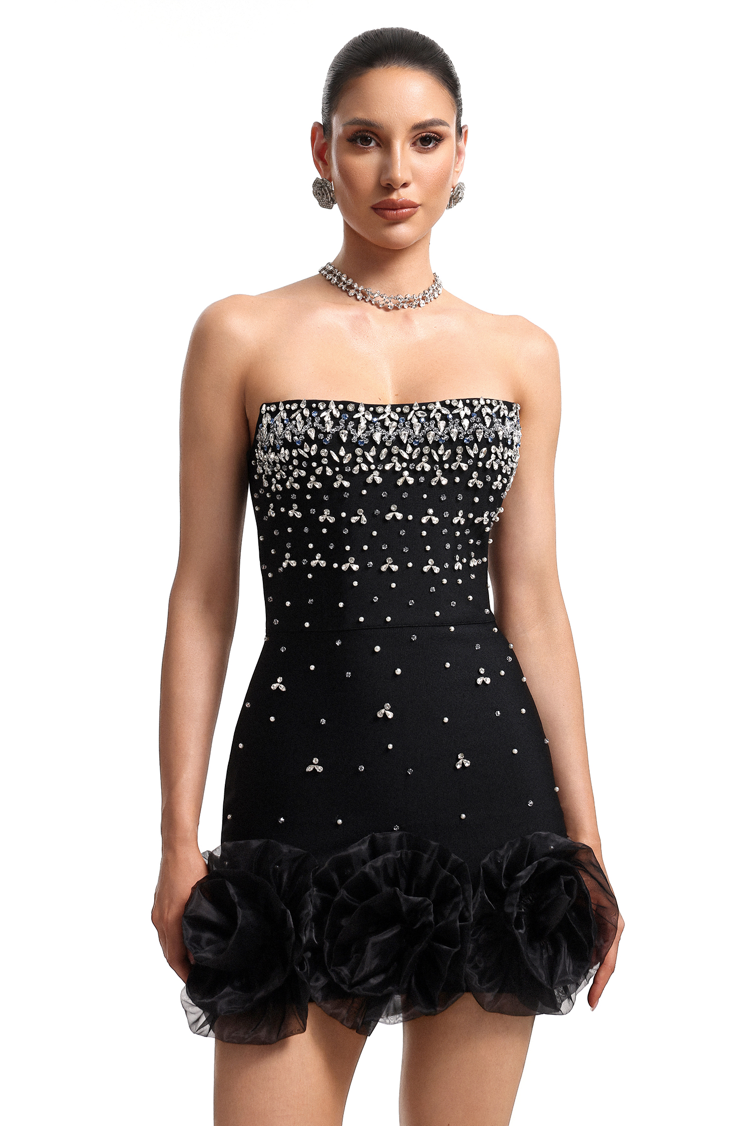 Suri Strapless Rhinestone Bandage Mini Dress