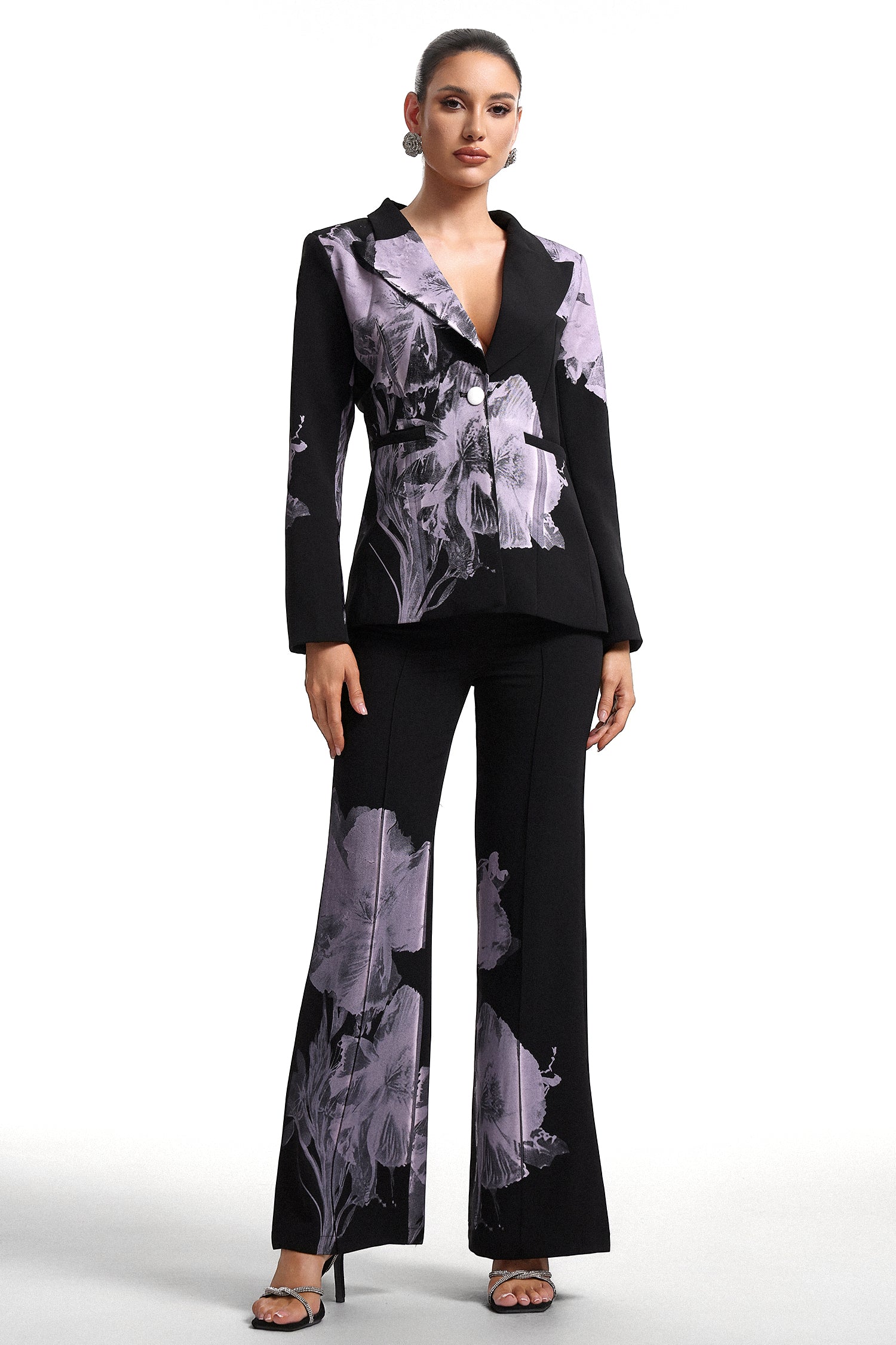 Garina Asymetric Floral Print Suit
