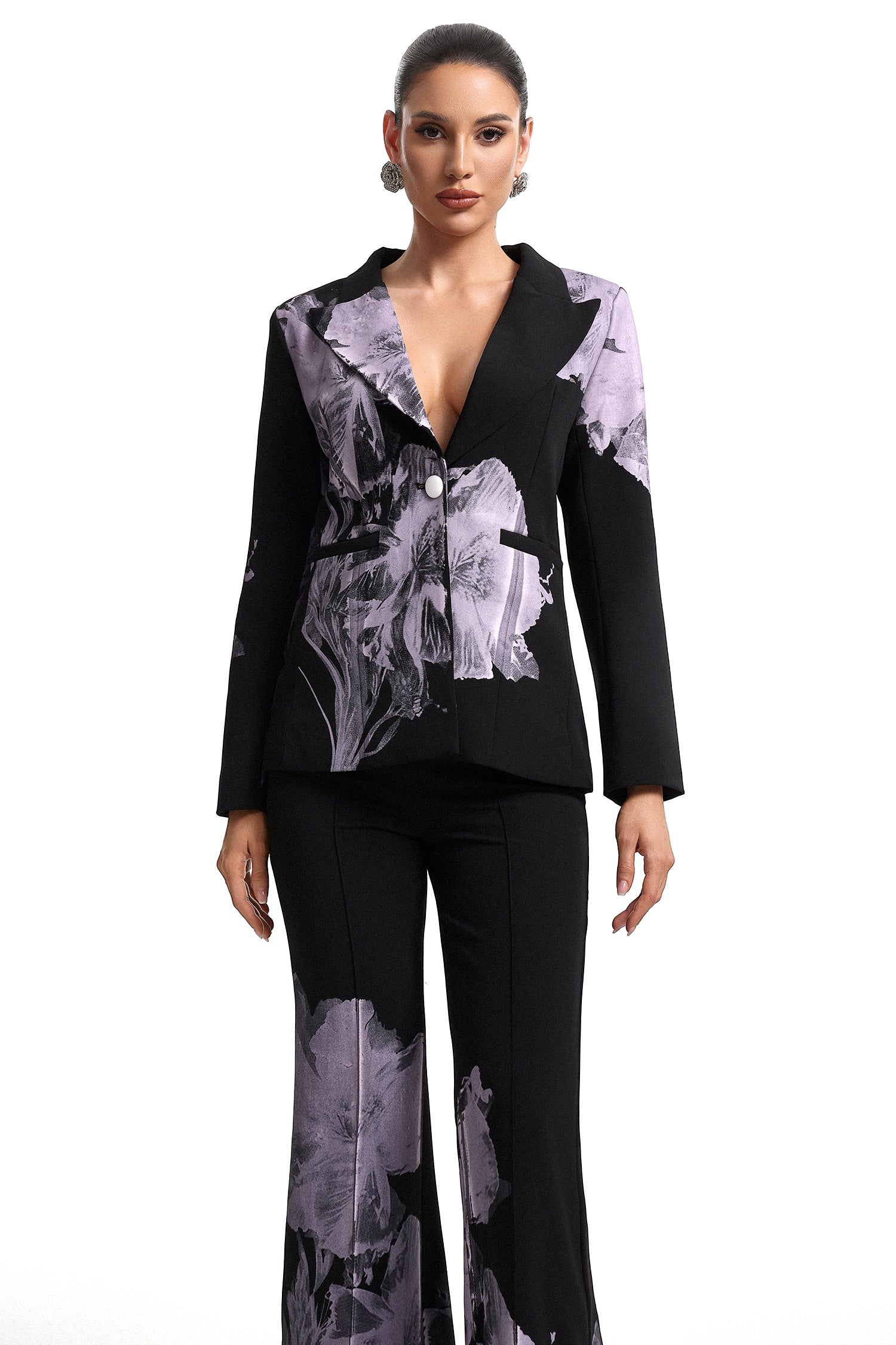 Garina Asymetric Floral Print Suit