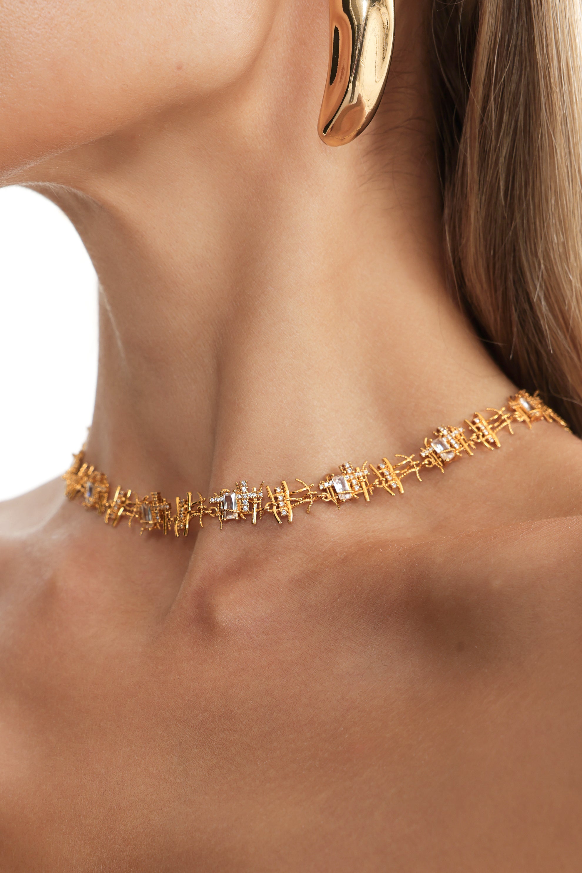 Euran Diamond Weaving Mesh Sheet Necklace