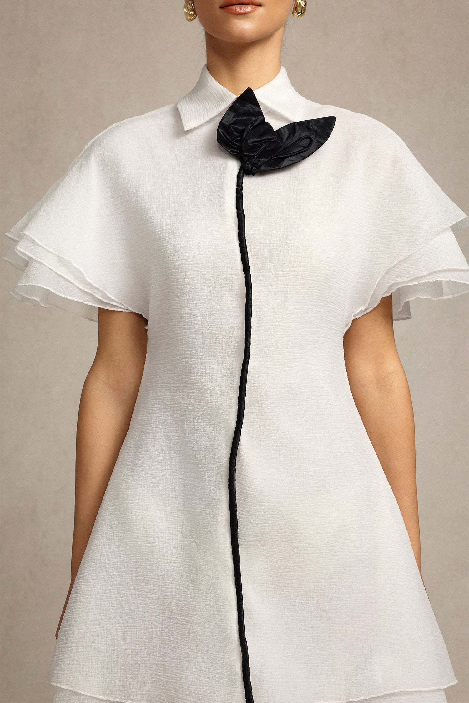 Nancy Short Sleeves Flowers Mini Dress