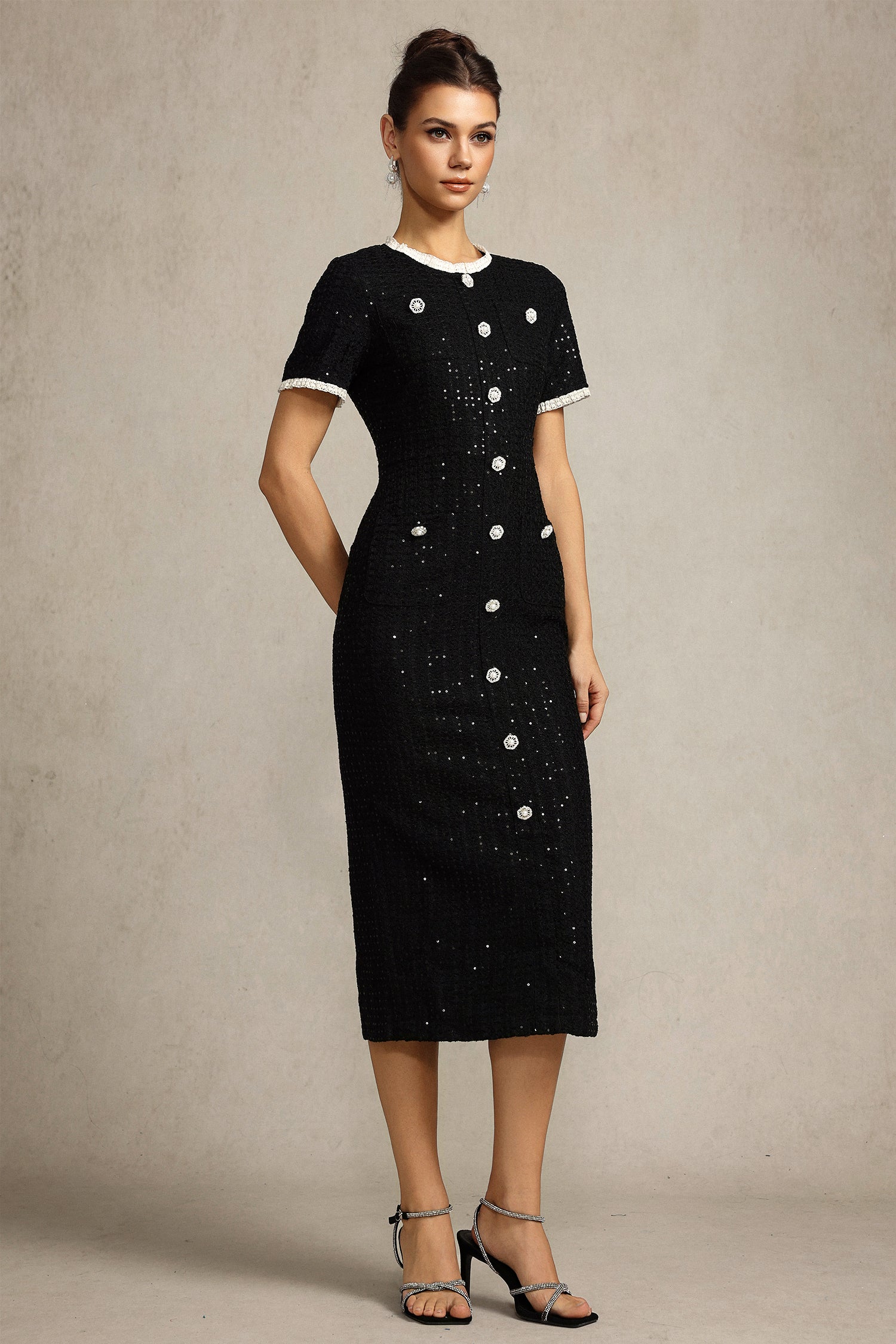 Haka Round Neck Short Sleeves Maxi Dress