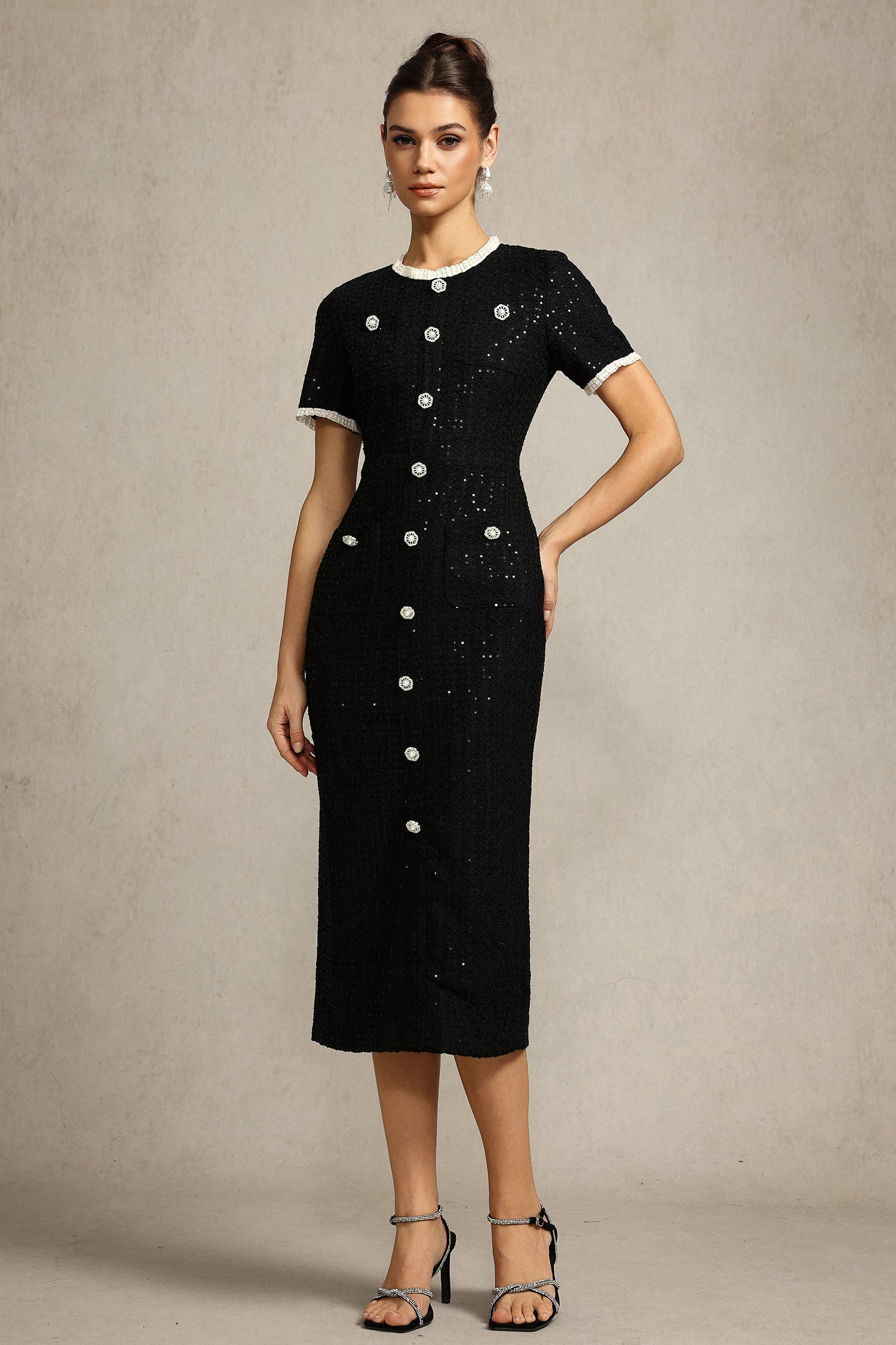 Haka Round Neck Short Sleeves Maxi Dress