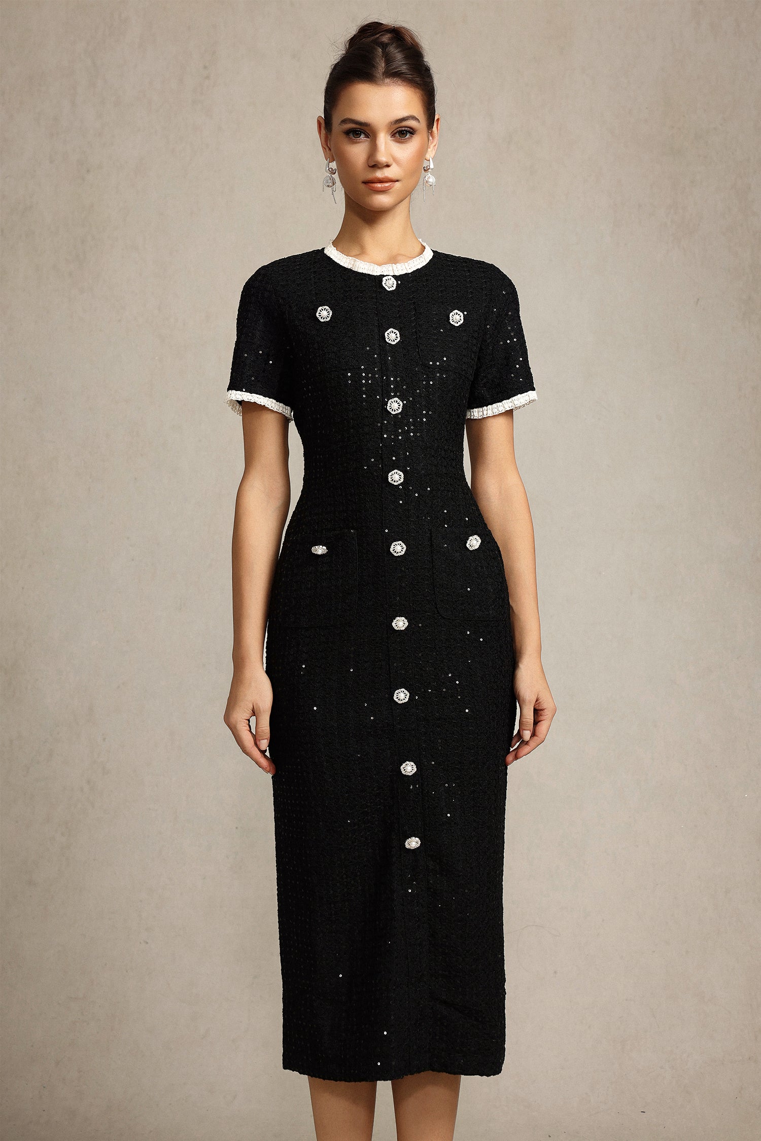 Haka Round Neck Short Sleeves Maxi Dress