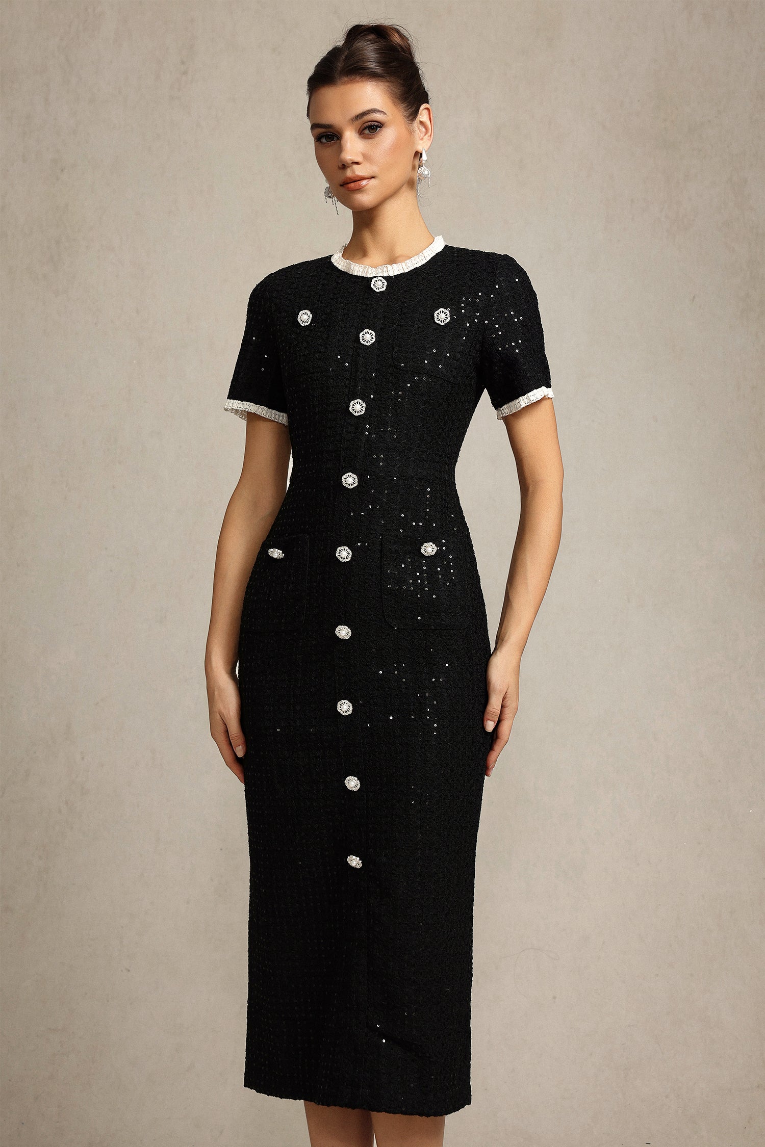 Haka Round Neck Short Sleeves Maxi Dress