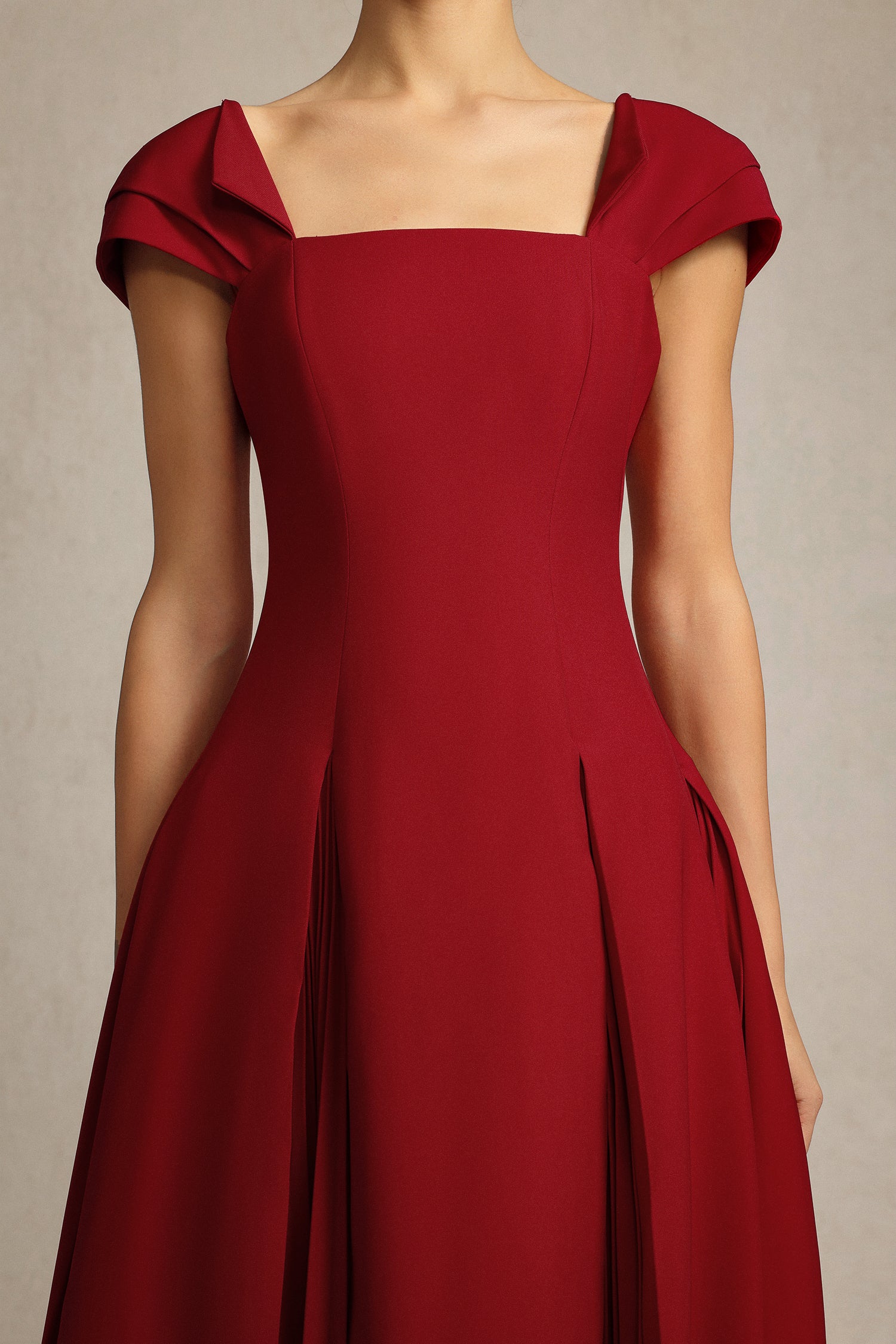 Erica Square Collar Folds Maxi Dress