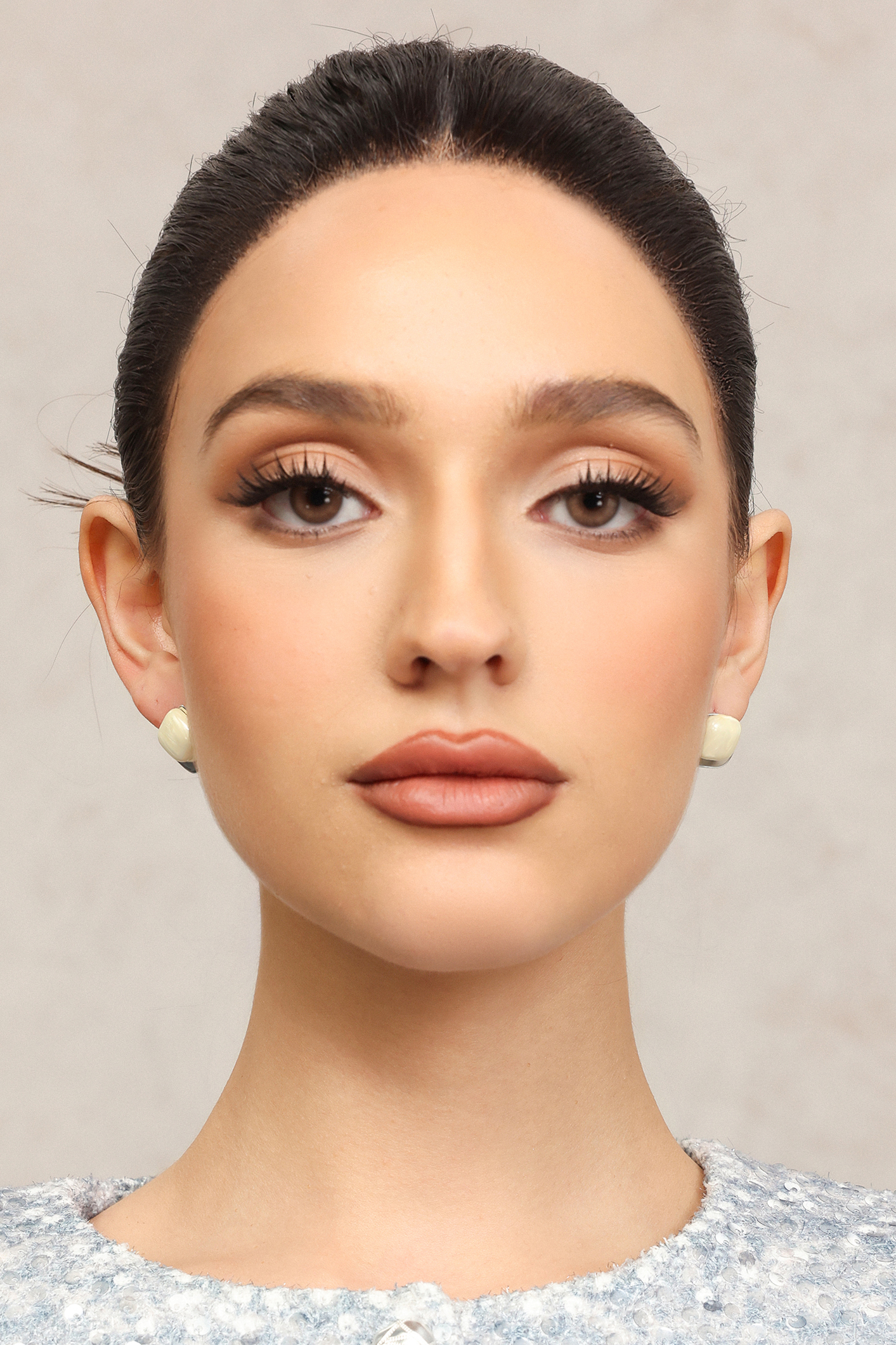 Pinar Square Pearl Metal Earrings