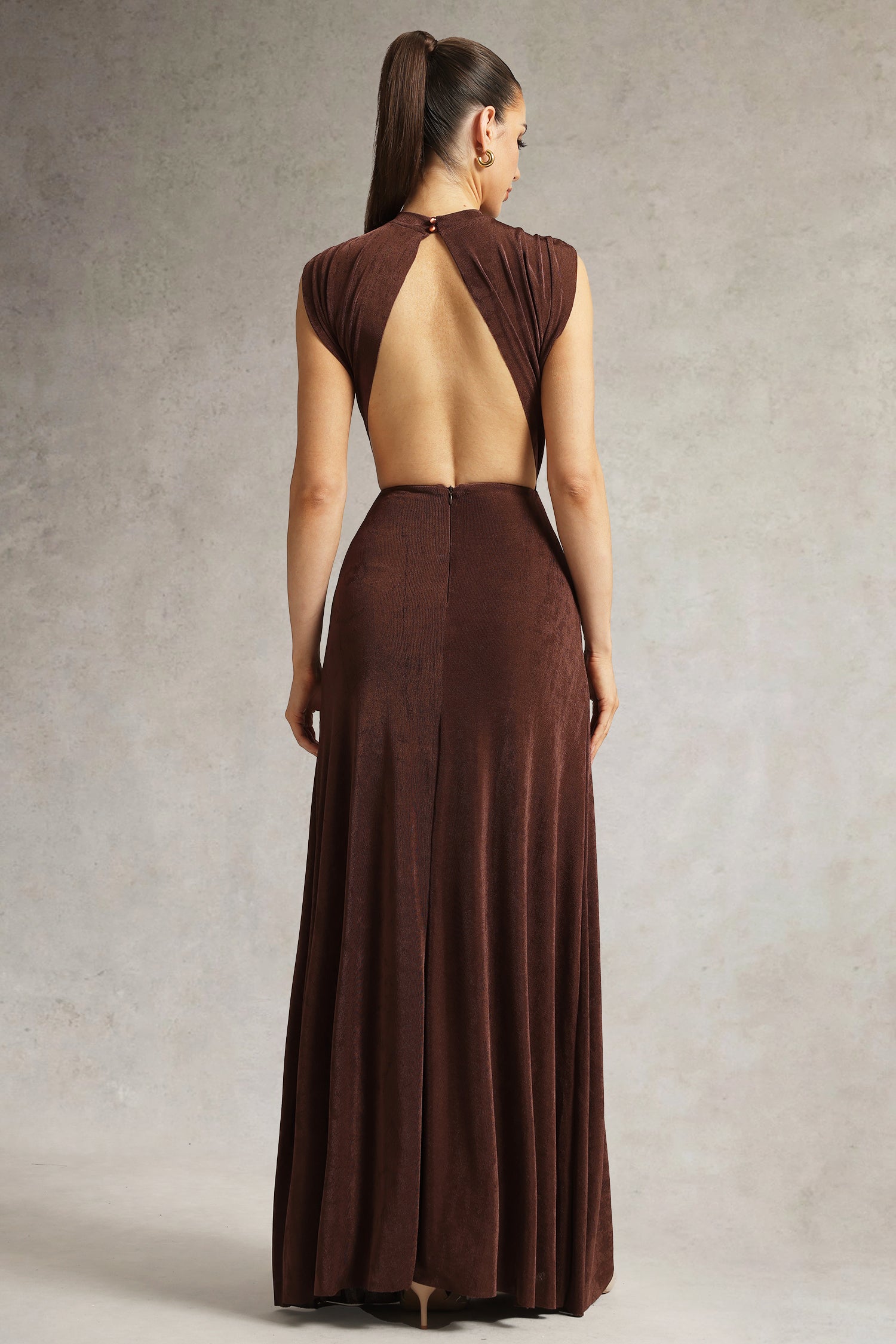 Gusia High Neck Sleeveless Cutout Maxi Dress