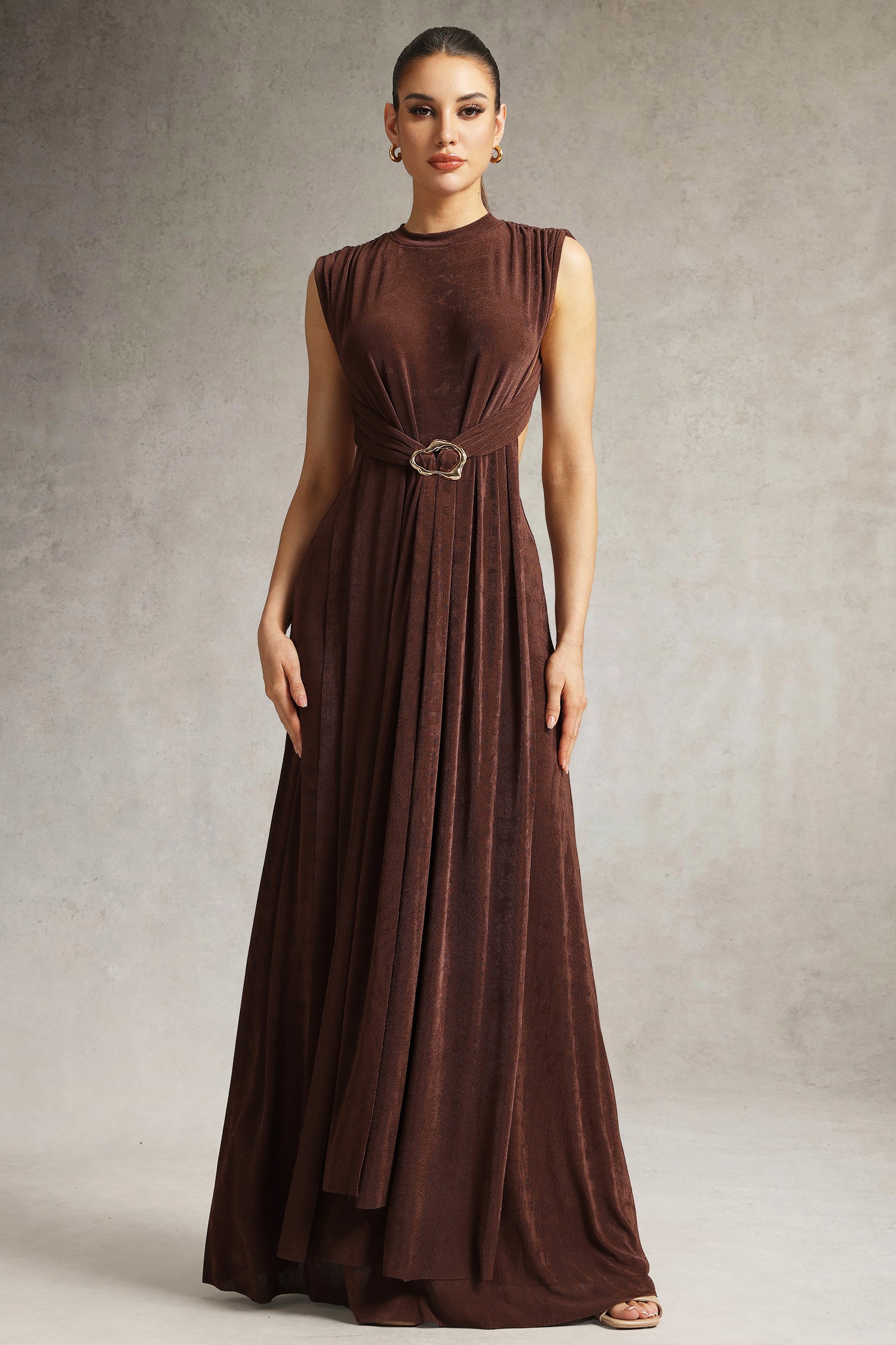 Gusia High Neck Sleeveless Cutout Maxi Dress