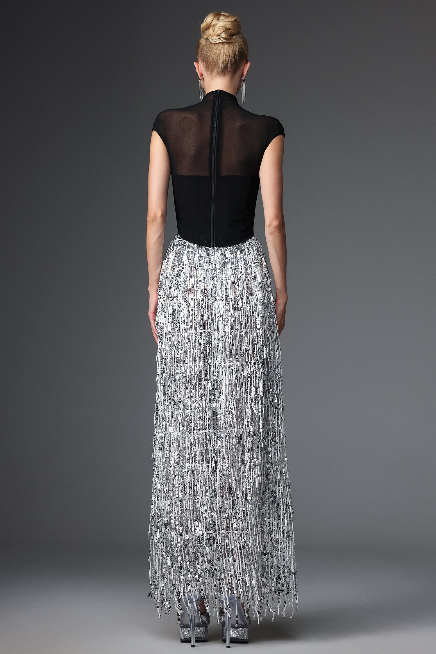 Glamorous Contour Corset Fringe Skirt Two Piece Set