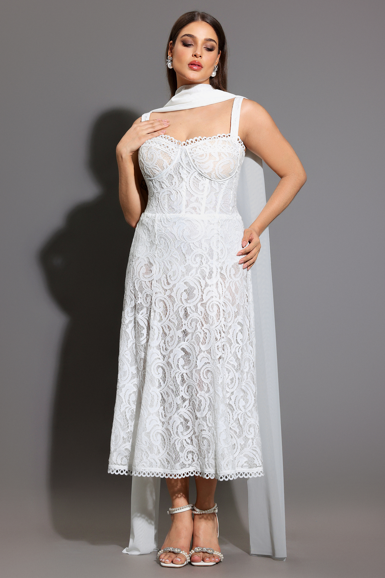 Junya Lace Corset Sleeveless Midi Dress